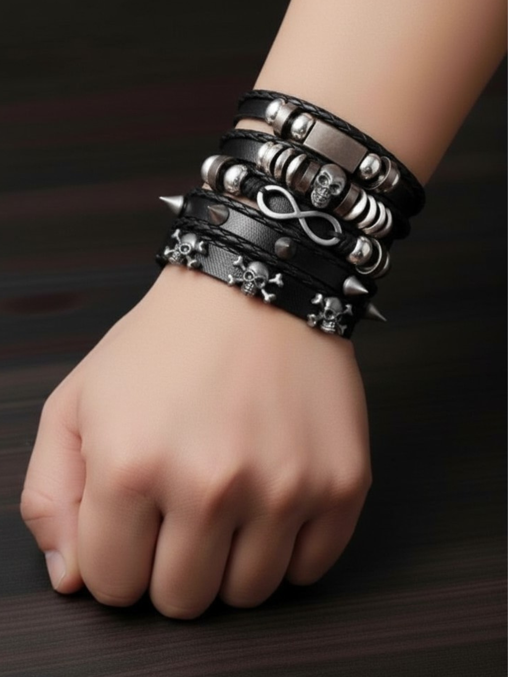 Spiked Punk Bracelet Set