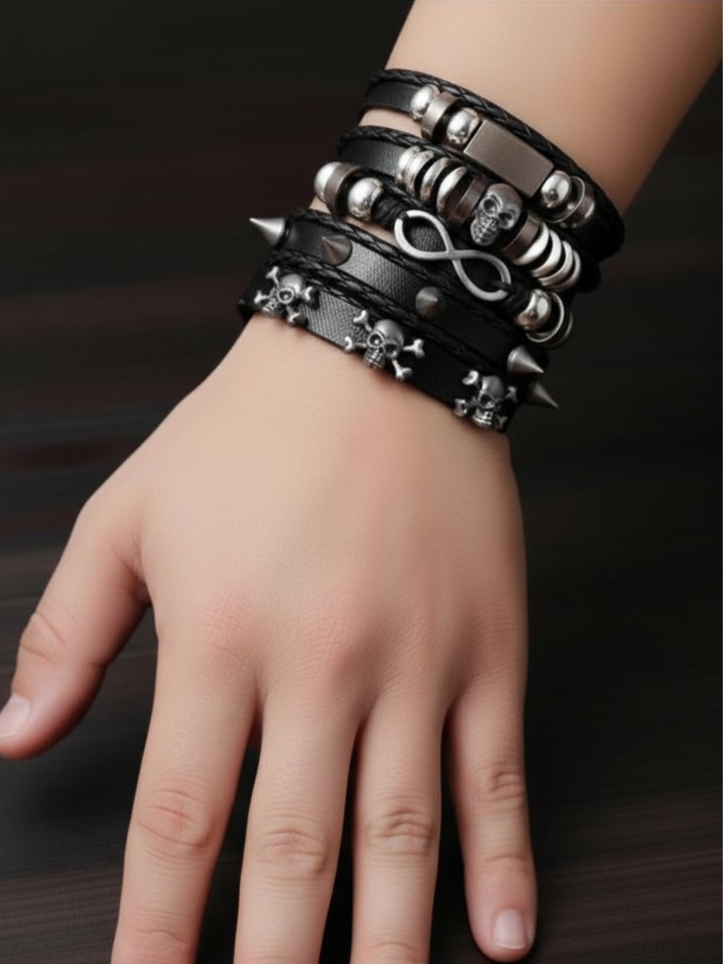 Spiked Punk Bracelet Set