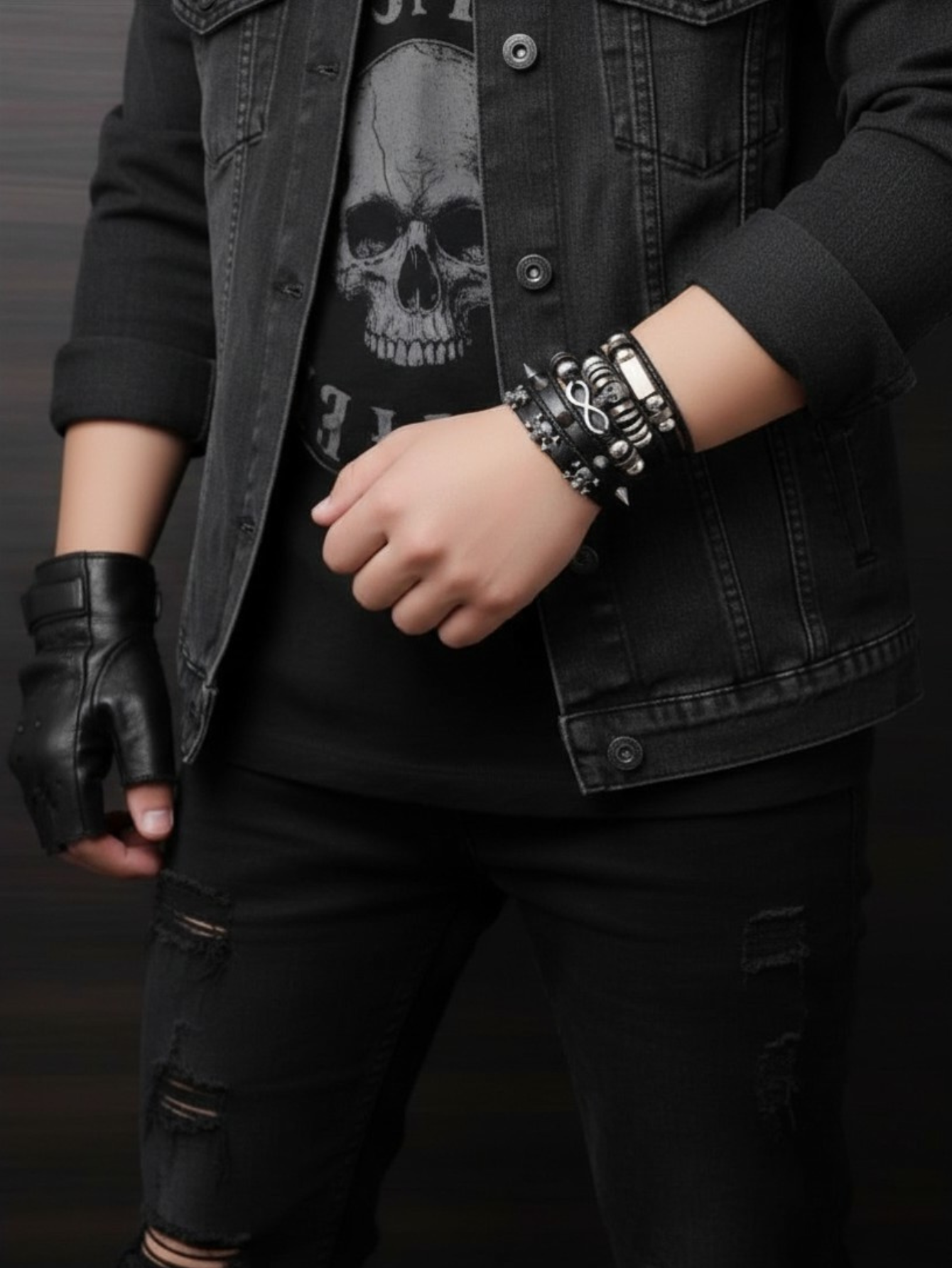 Spiked Punk Bracelet Set