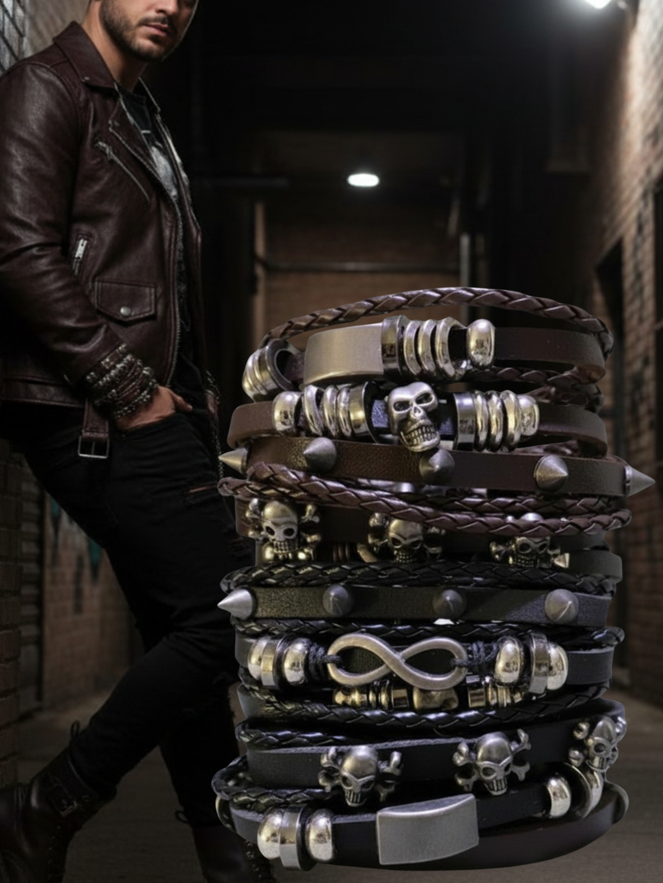 Spiked Punk Bracelet Set