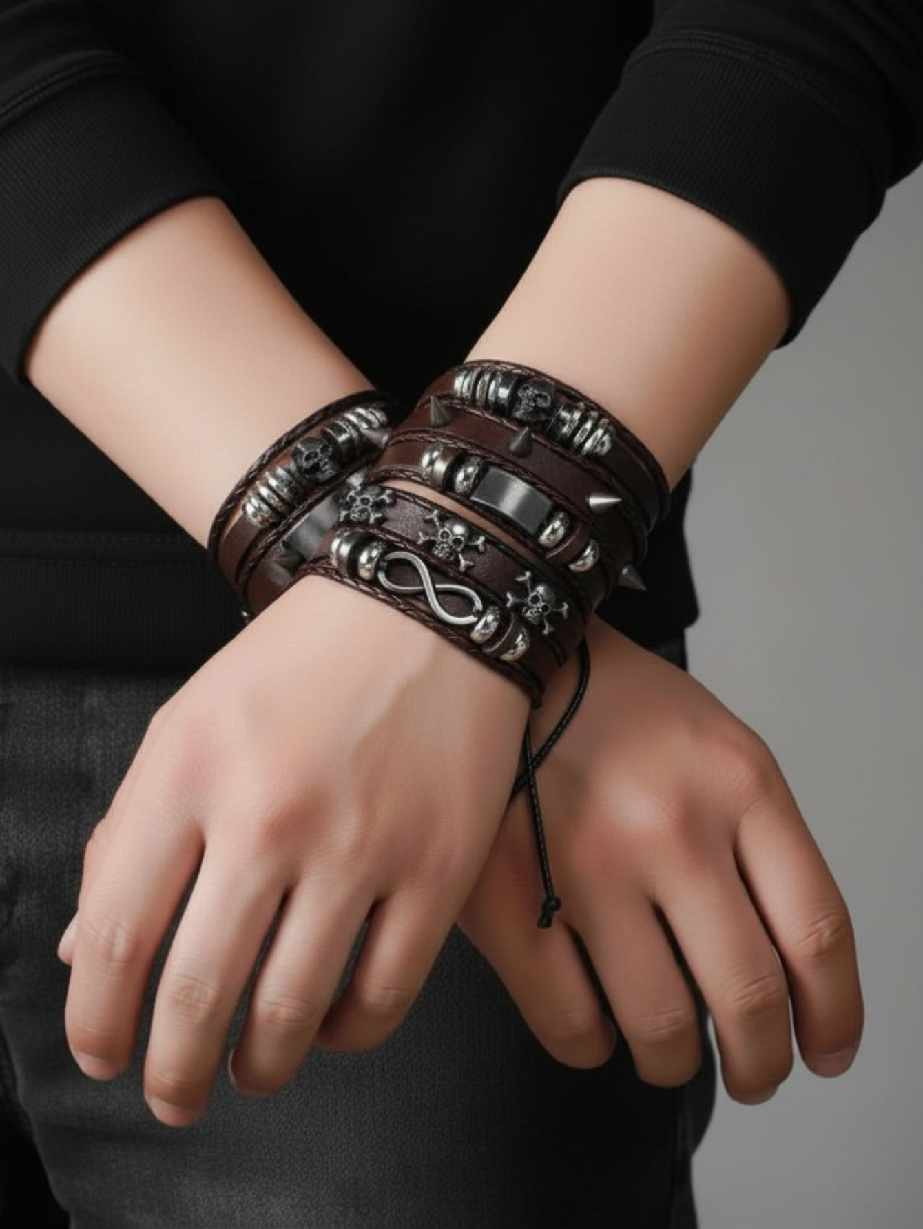 Spiked Punk Bracelet Set