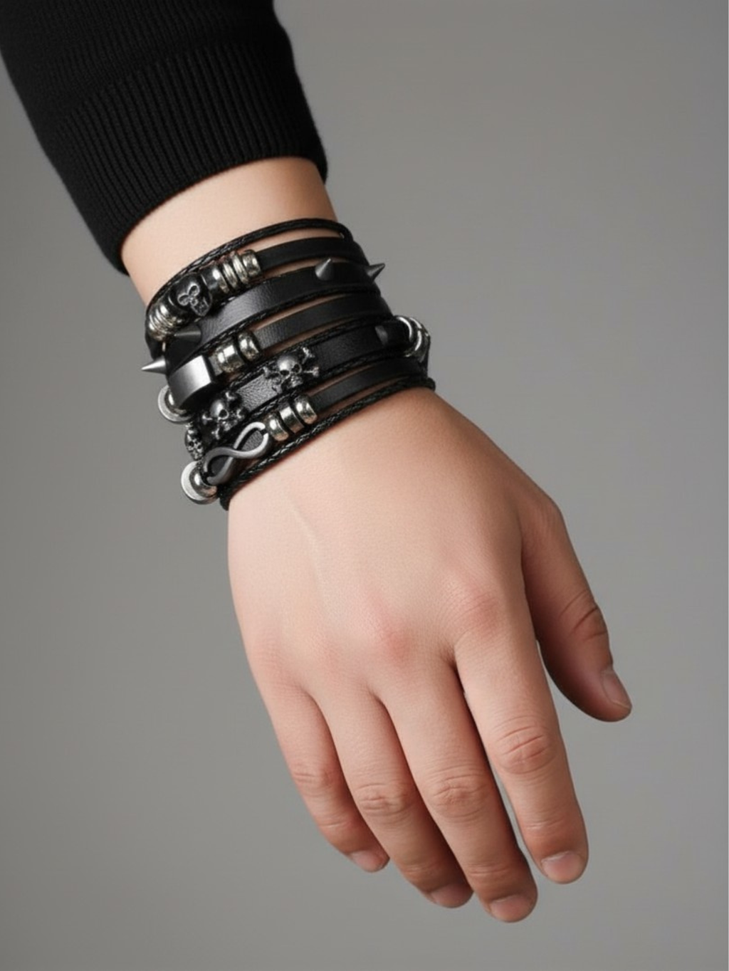 Spiked Punk Bracelet Set