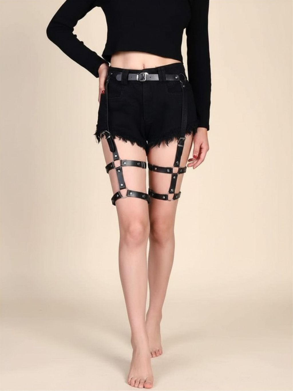 Vegan Leather Leg Harness
