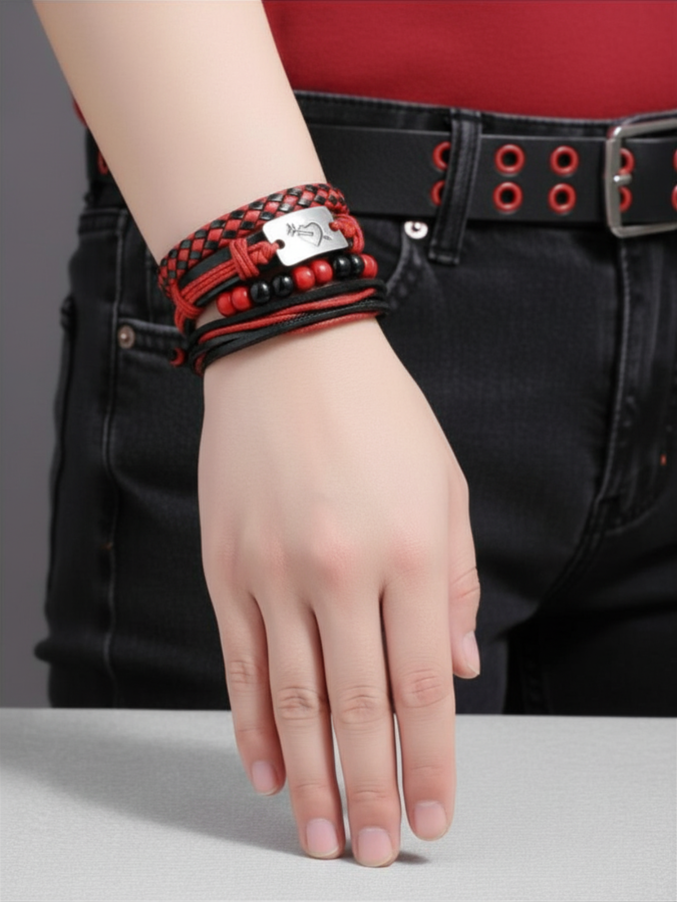Black and Red Love Bracelet