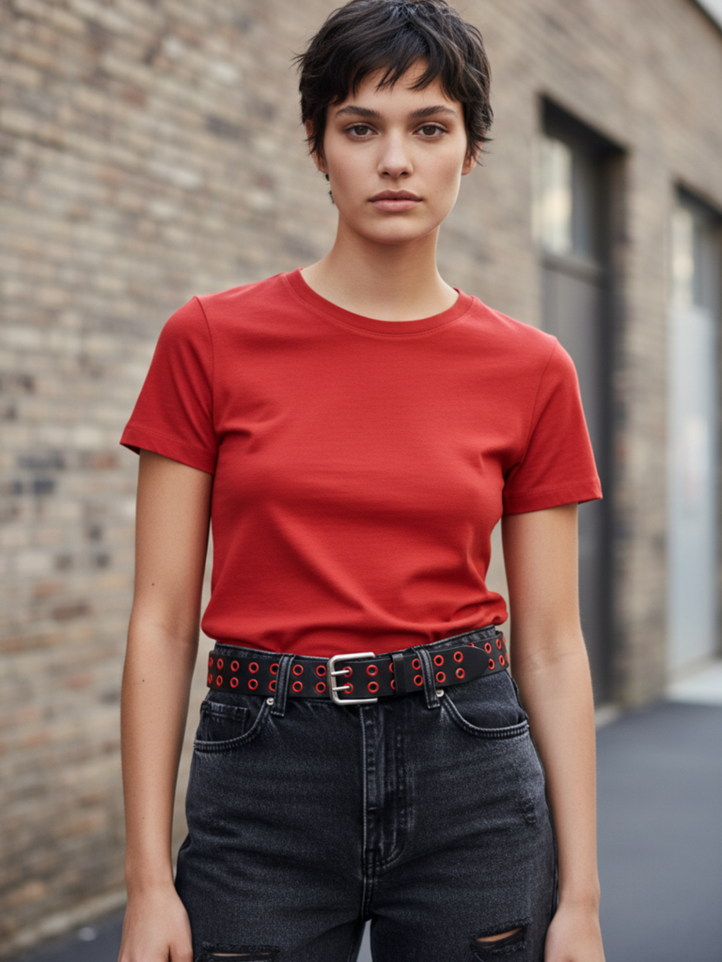 Red & Black Grommet Belt