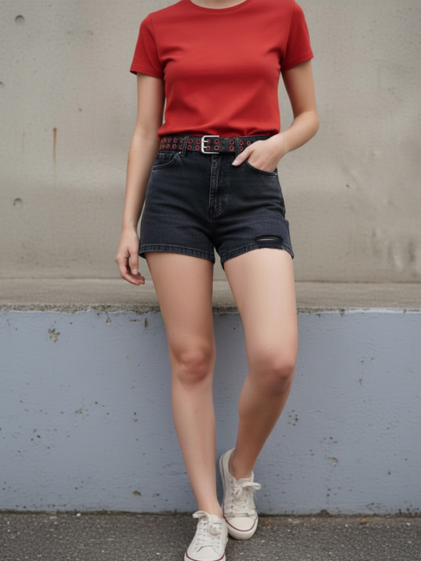 Red & Black Grommet Belt