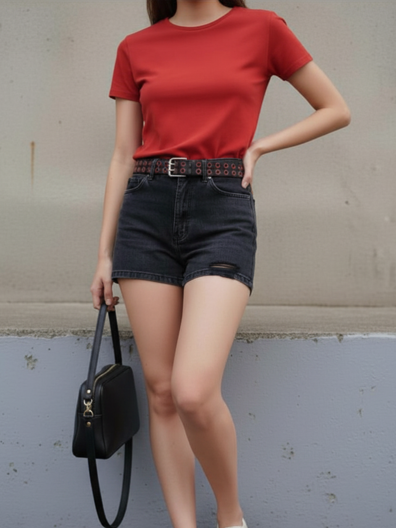 Red & Black Grommet Belt