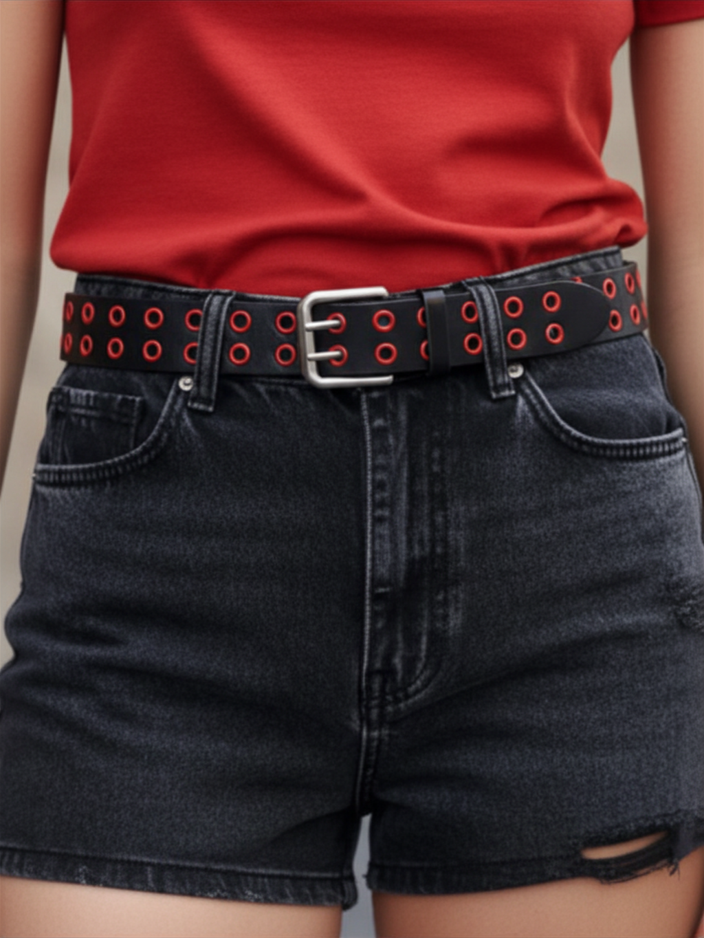 Red & Black Grommet Belt