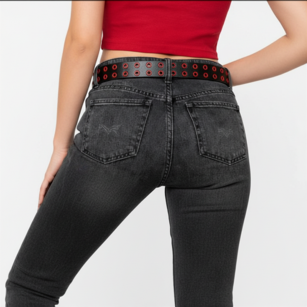 Red & Black Grommet Belt