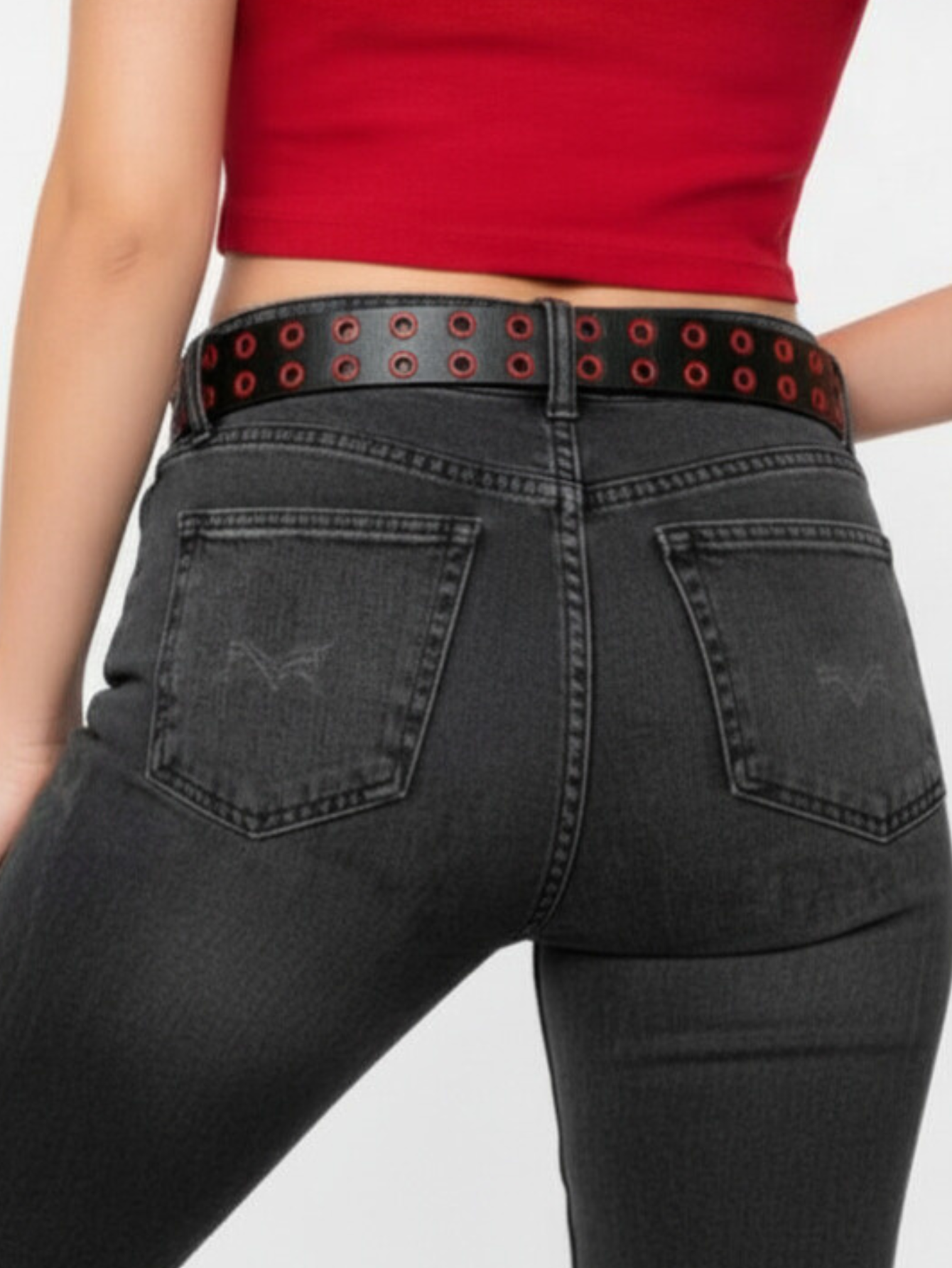 Red & Black Grommet Belt