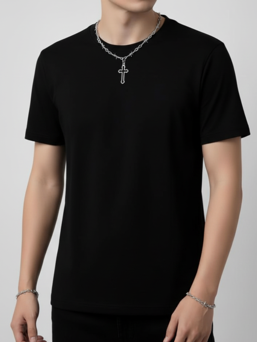 Barbed Wire Cross Chain Necklace