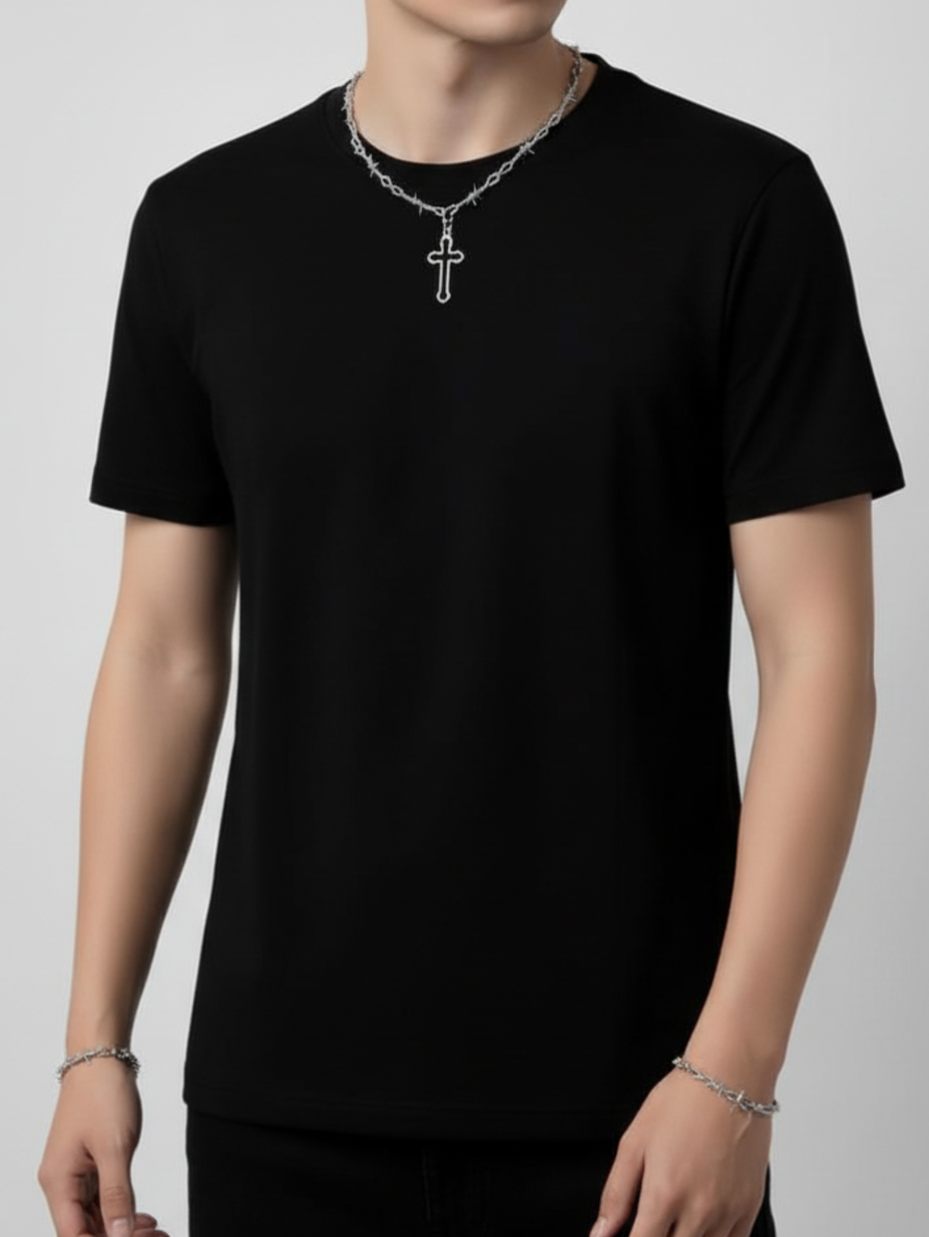 Barbed Wire Cross Chain Necklace