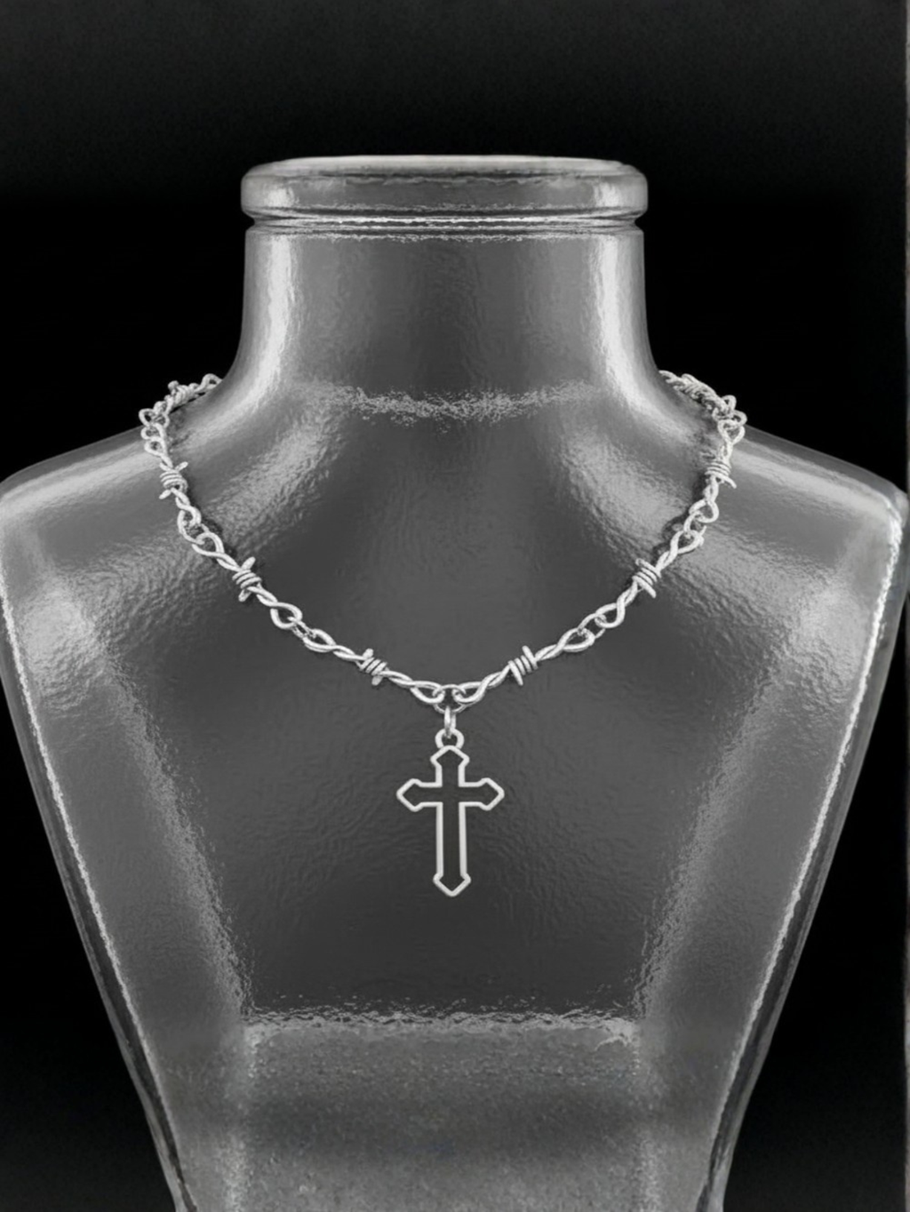 Barbed Wire Cross Chain Necklace