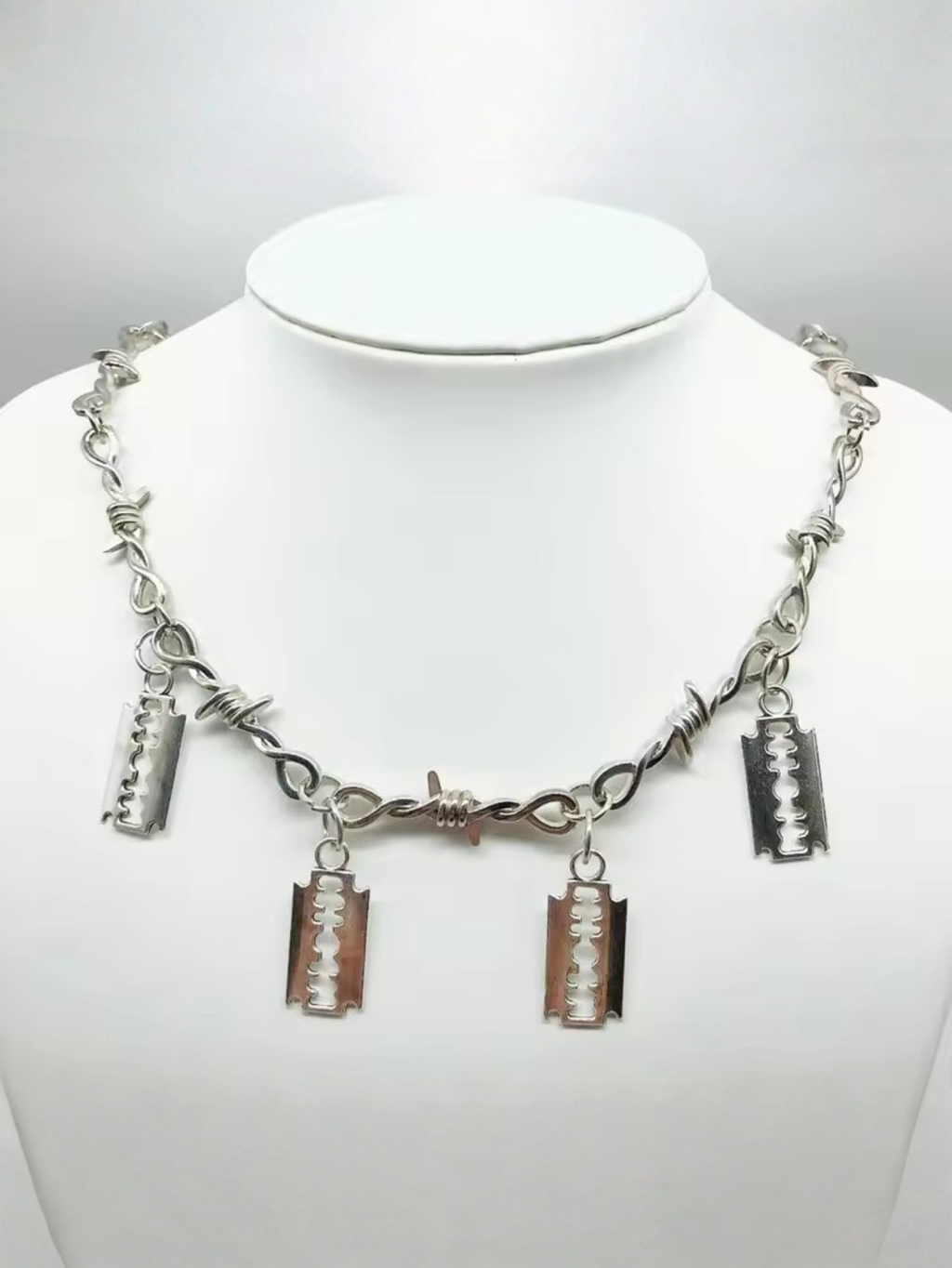 Barbed Wire Razor Blade Chain Necklace