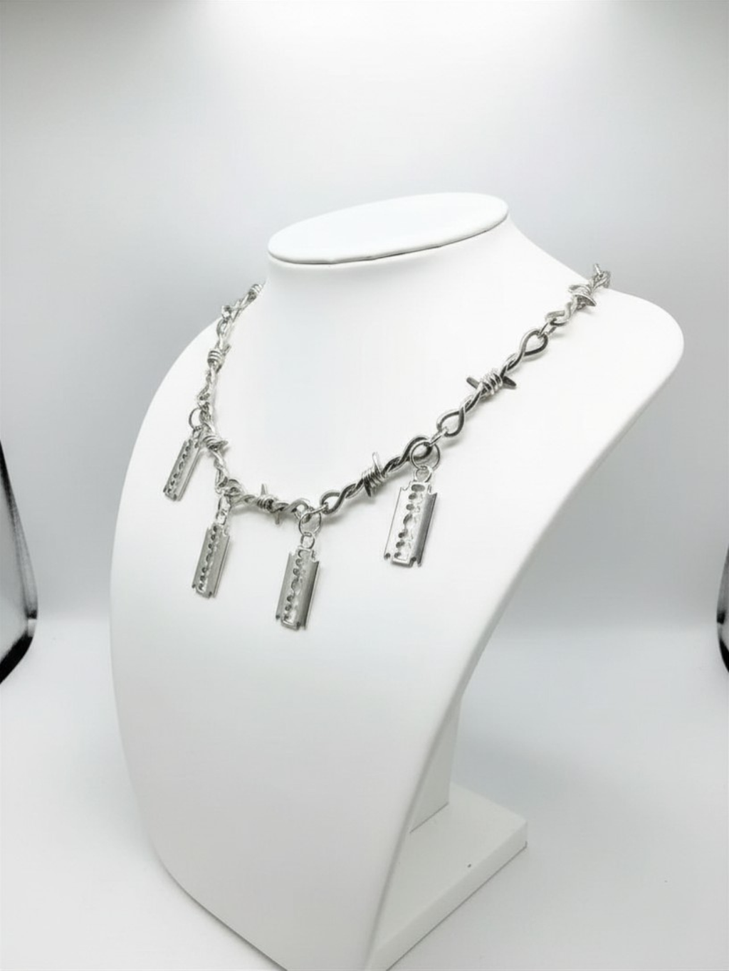 Barbed Wire Razor Blade Chain Necklace