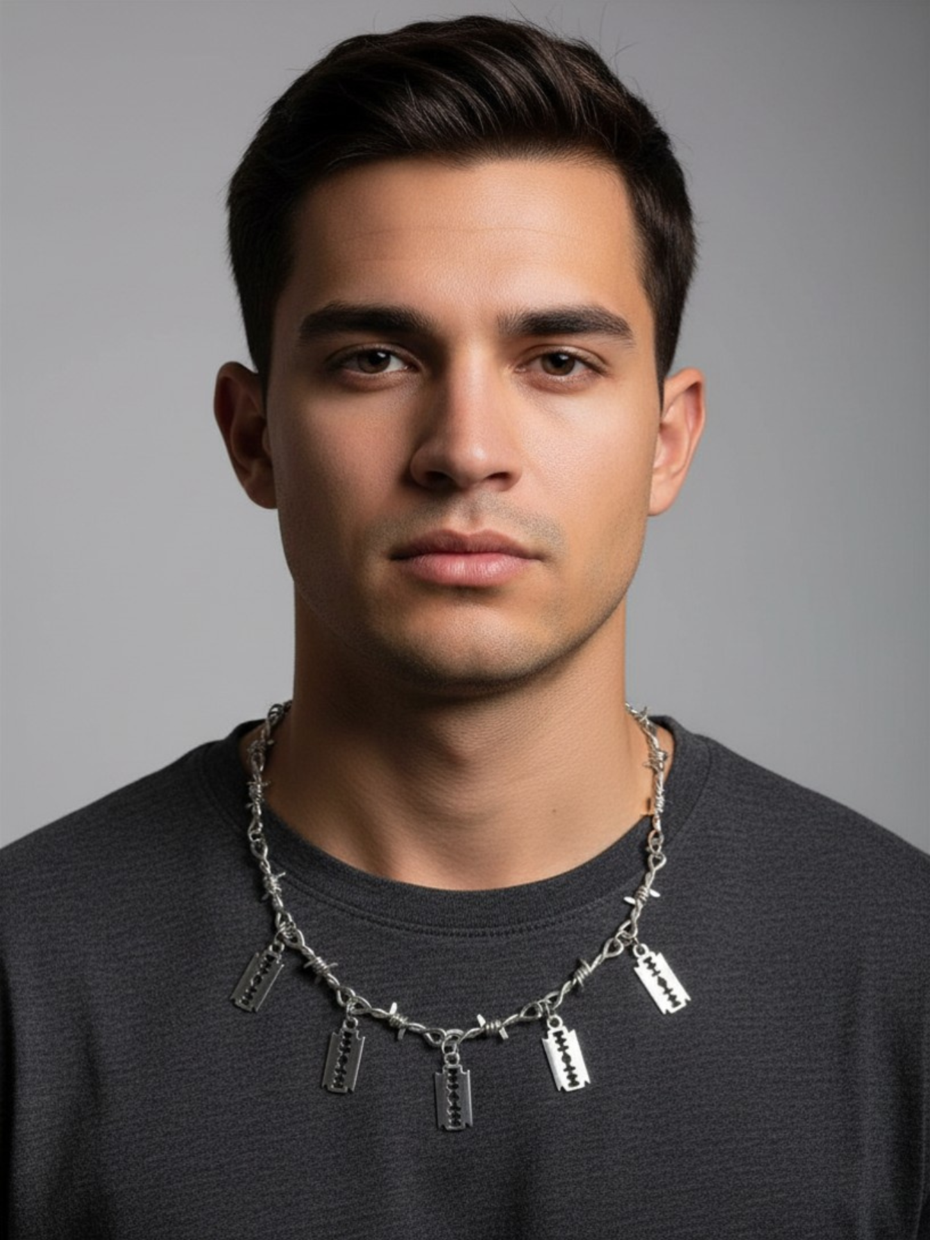 Barbed Wire Razor Blade Chain Necklace