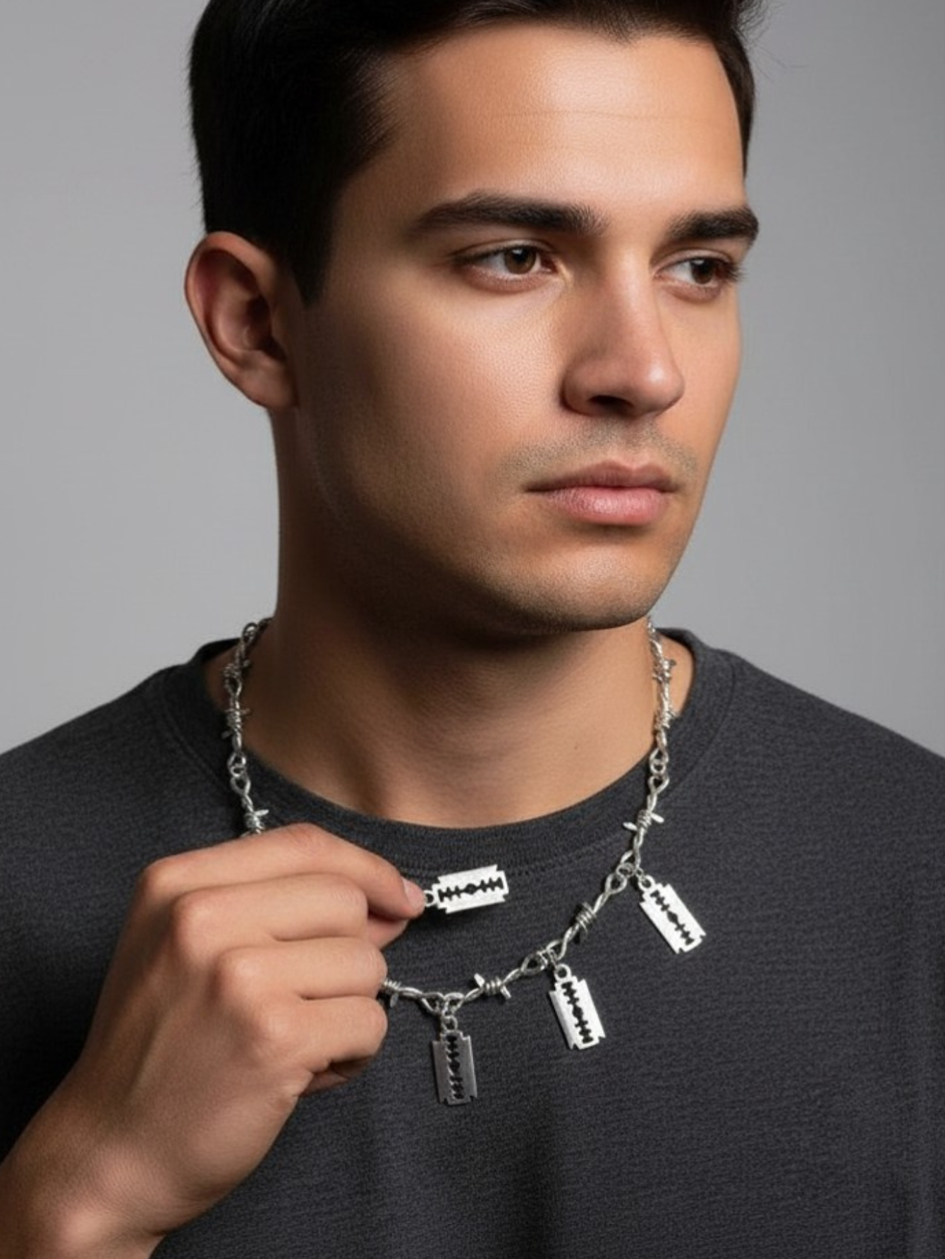 Barbed Wire Razor Blade Chain Necklace