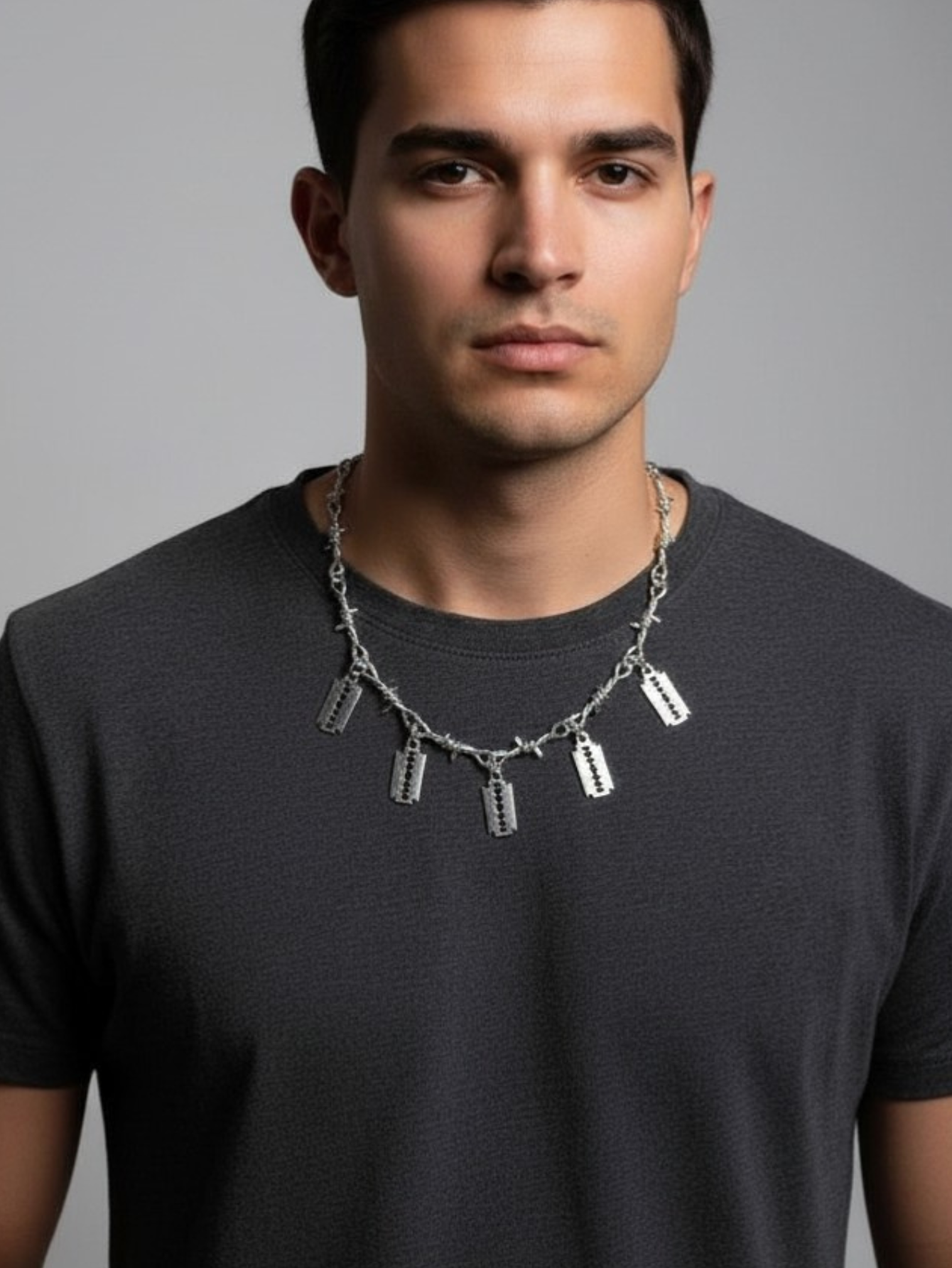 Barbed Wire Razor Blade Chain Necklace