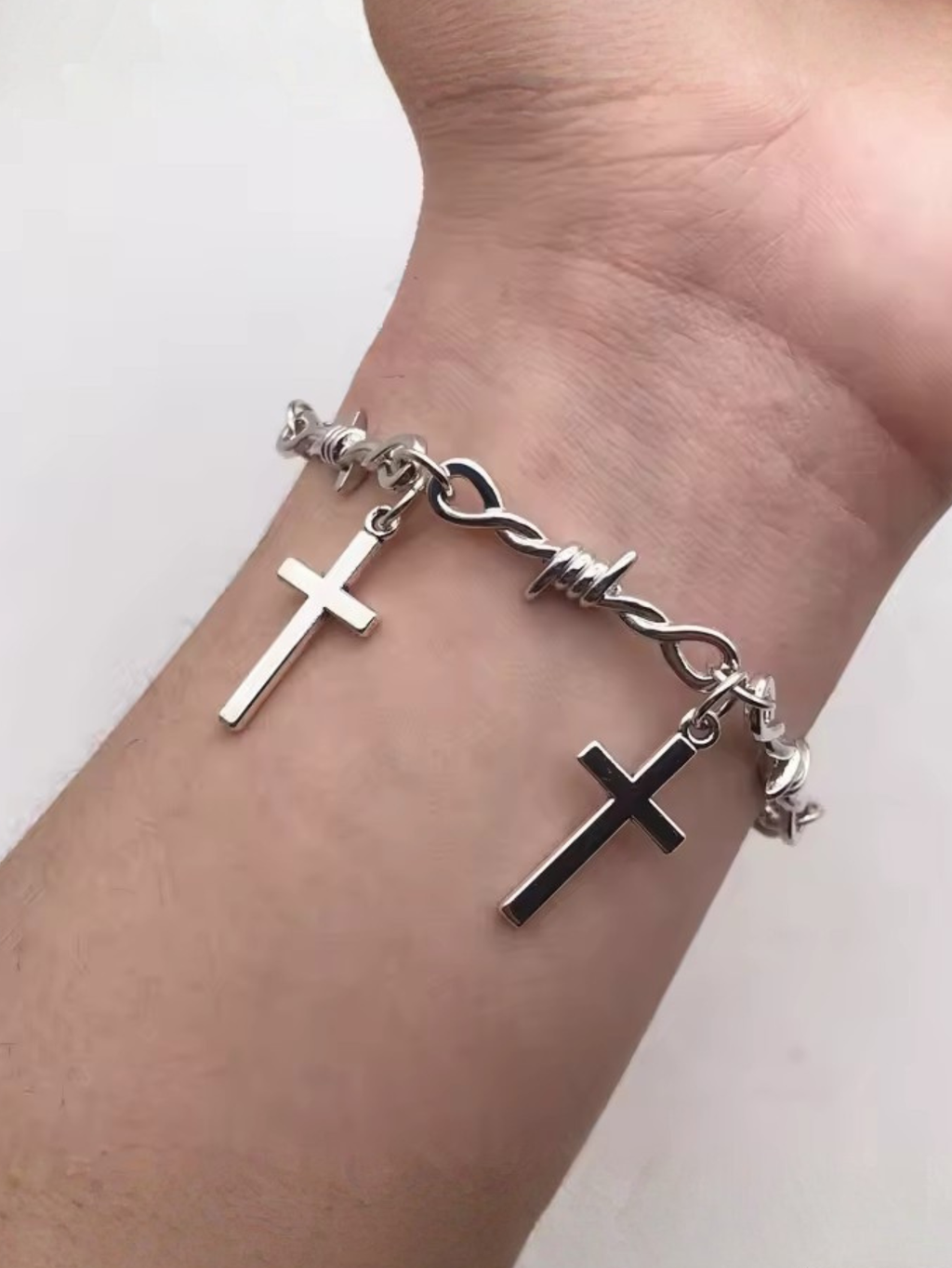 Barbed Wire Cross Chain Necklace