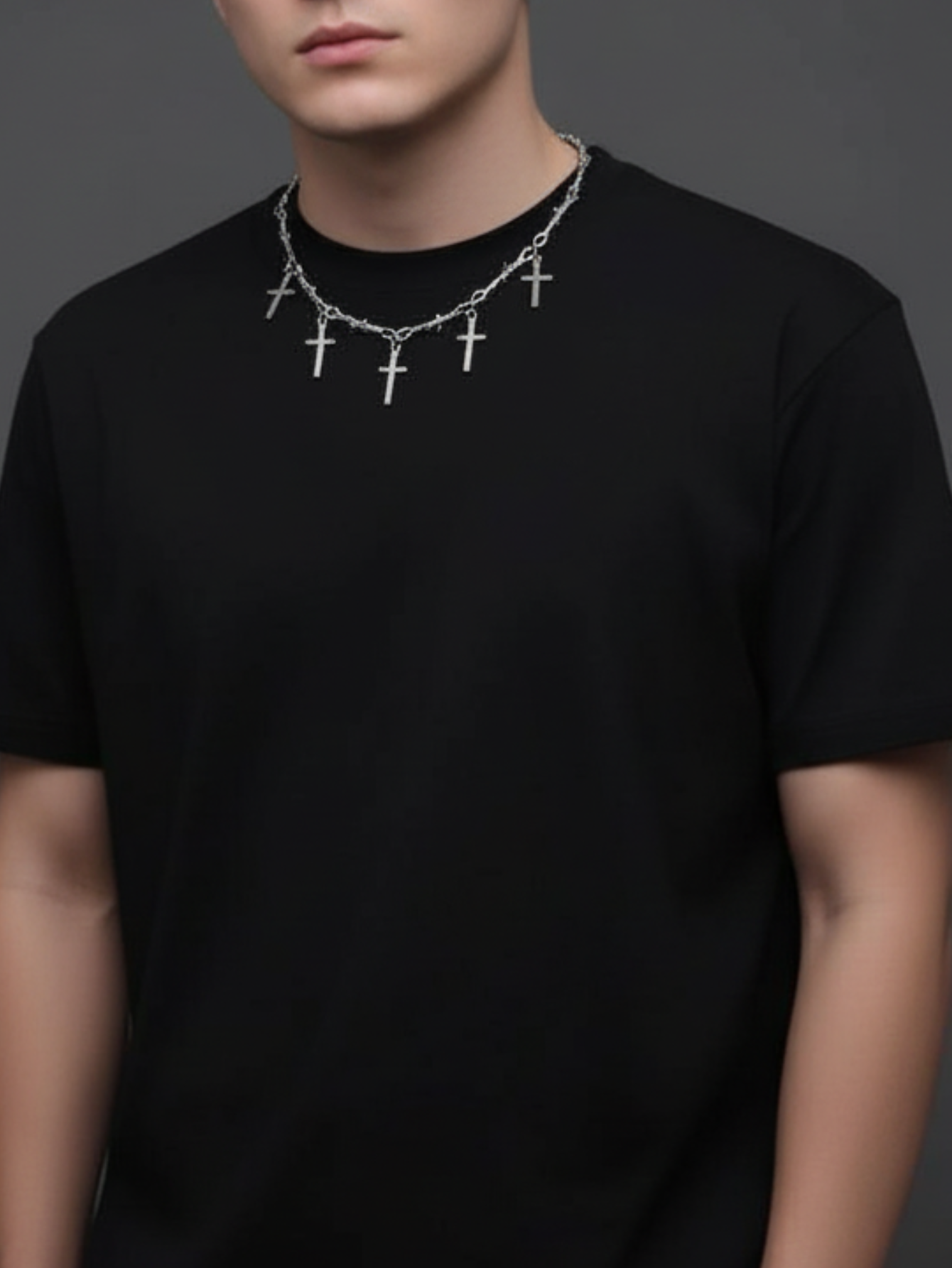 Barbed Wire Cross Chain Necklace