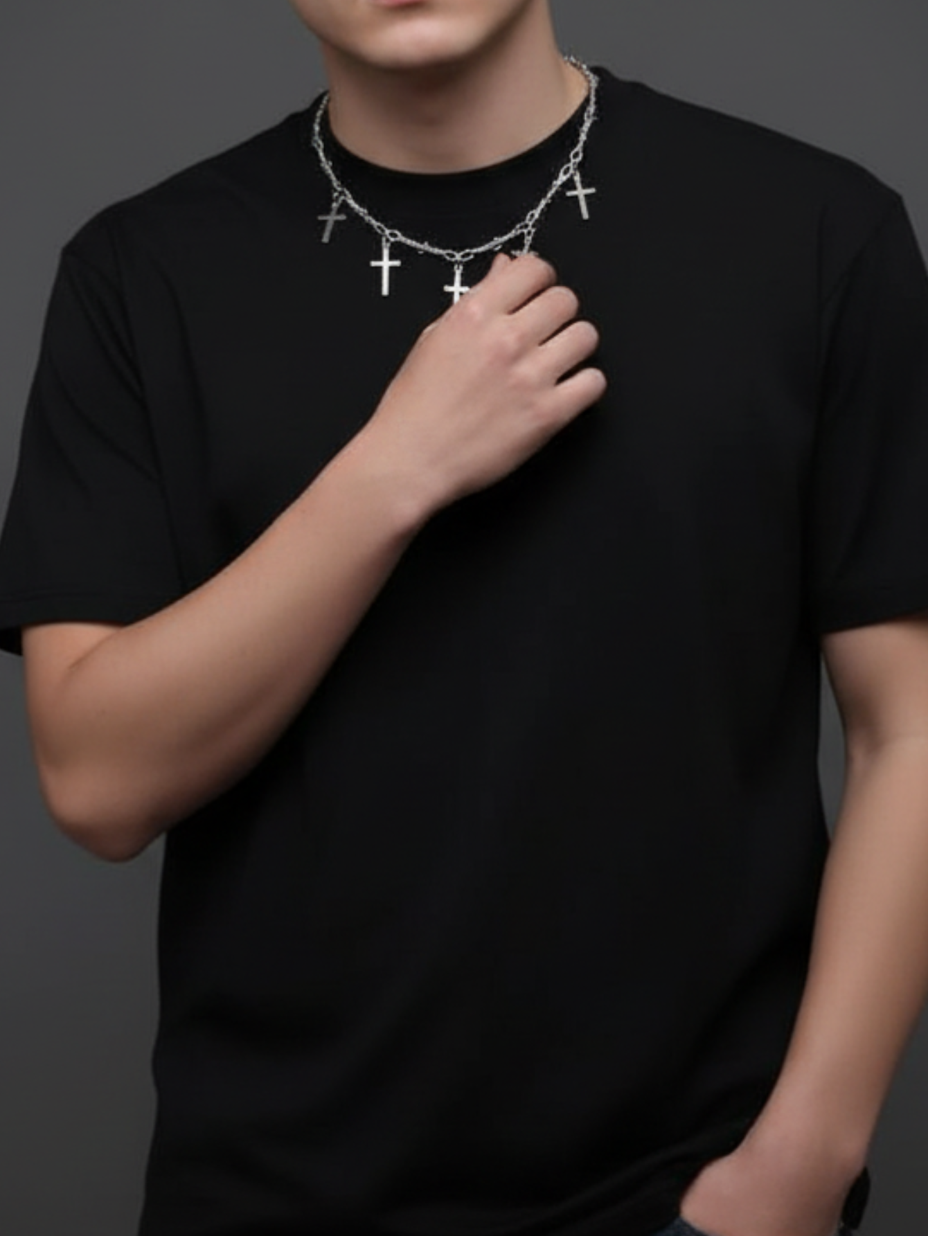 Barbed Wire Cross Chain Necklace