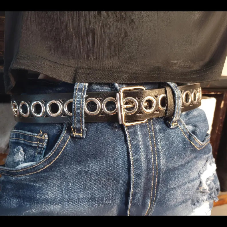 Grommet Black Long Belt