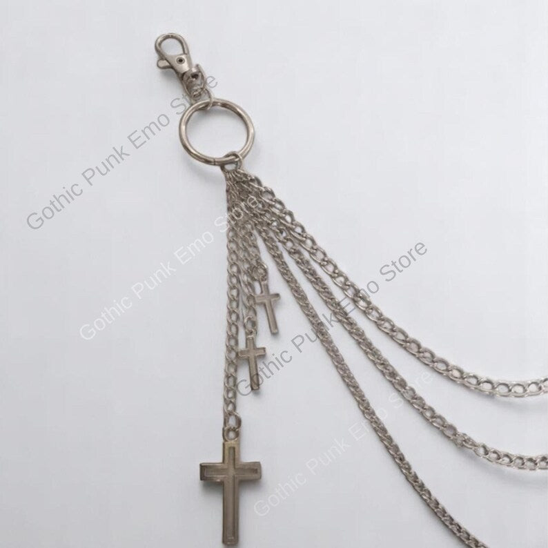 Cross O Ring 3-Layered Pants Chain: Punk Goth Biker Style