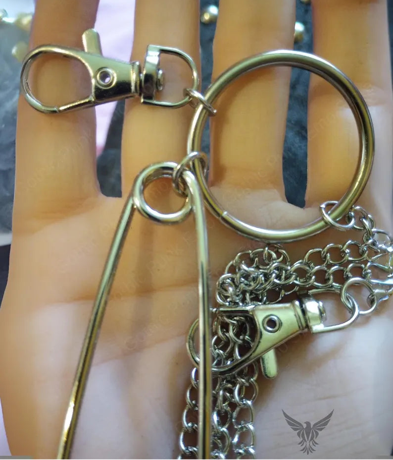 Punk Safety Pin Pants Chain