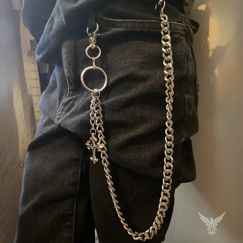 Pants Wallet Chain Cross Men Women