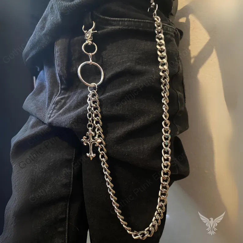 Pants Wallet Chain Cross Men Women