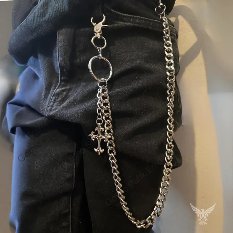Pants Wallet Chain Cross Men Women