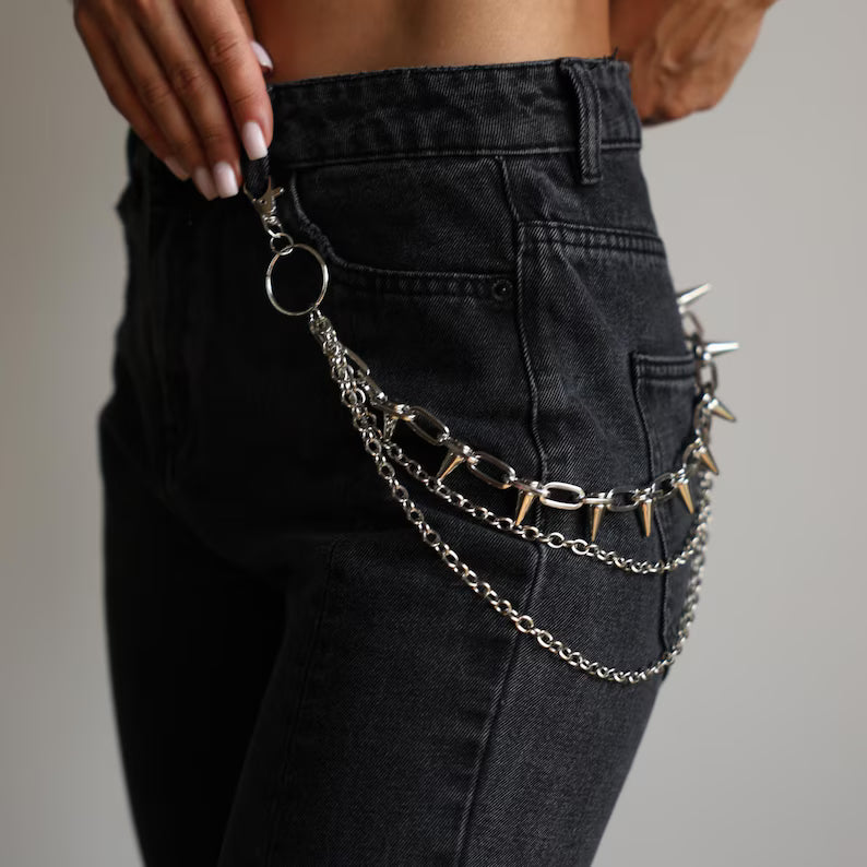 Spiked Punk Emo Pants Chain
