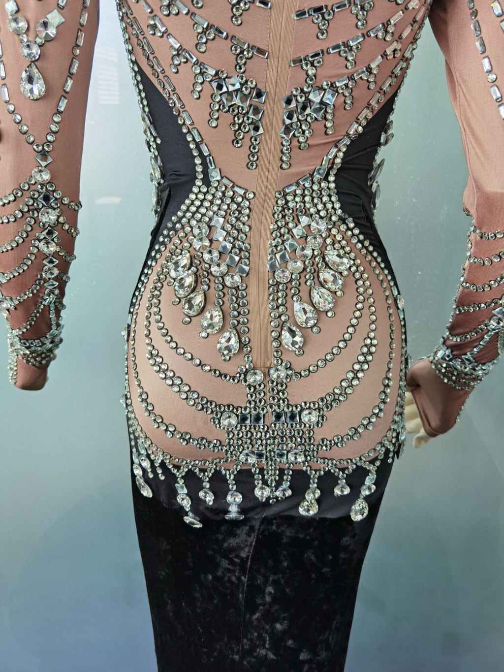 Velvet Black Rhinestone Dress