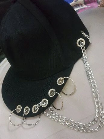 Black y2k Baseball Chain Hat Cap