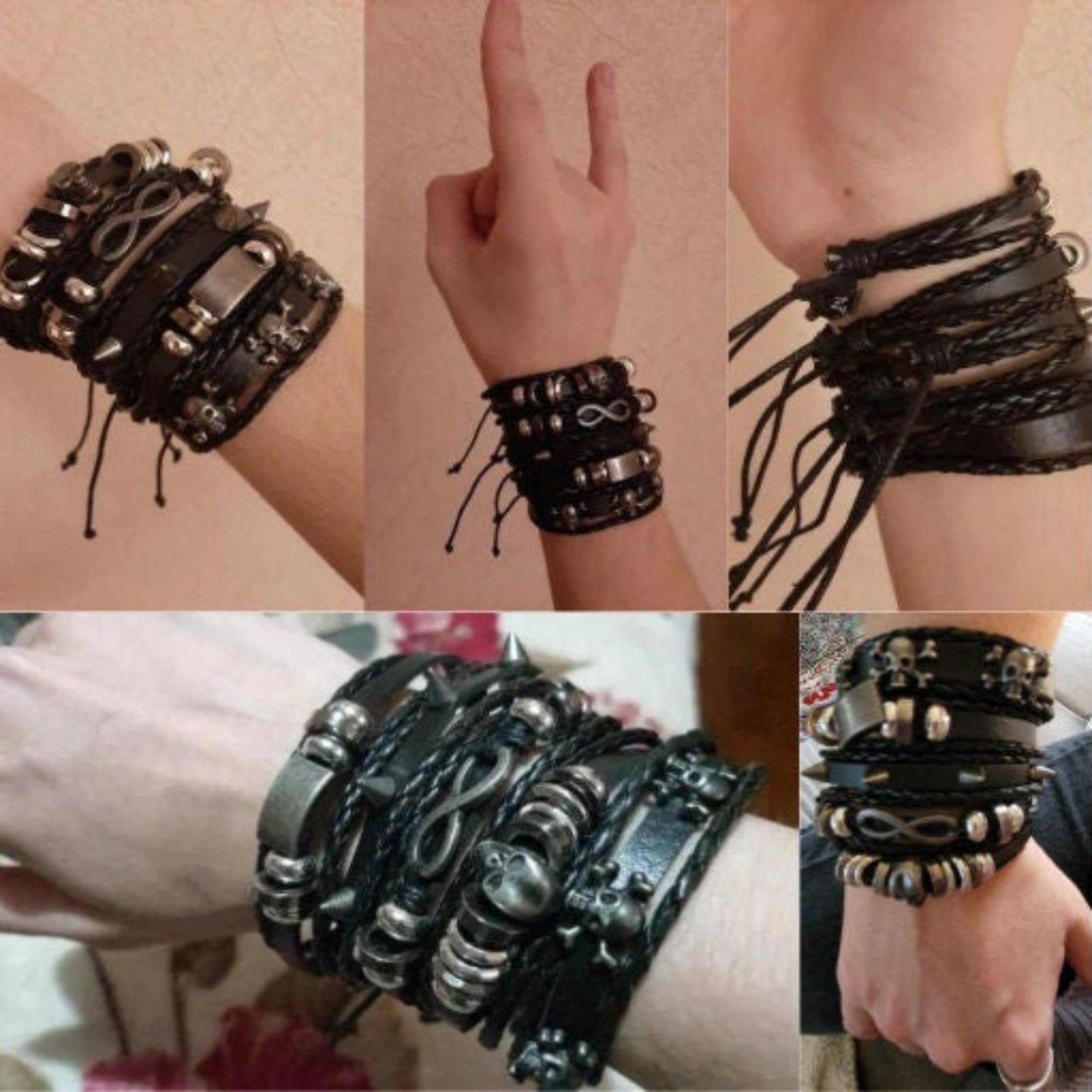 Spiked Punk Bracelet Set