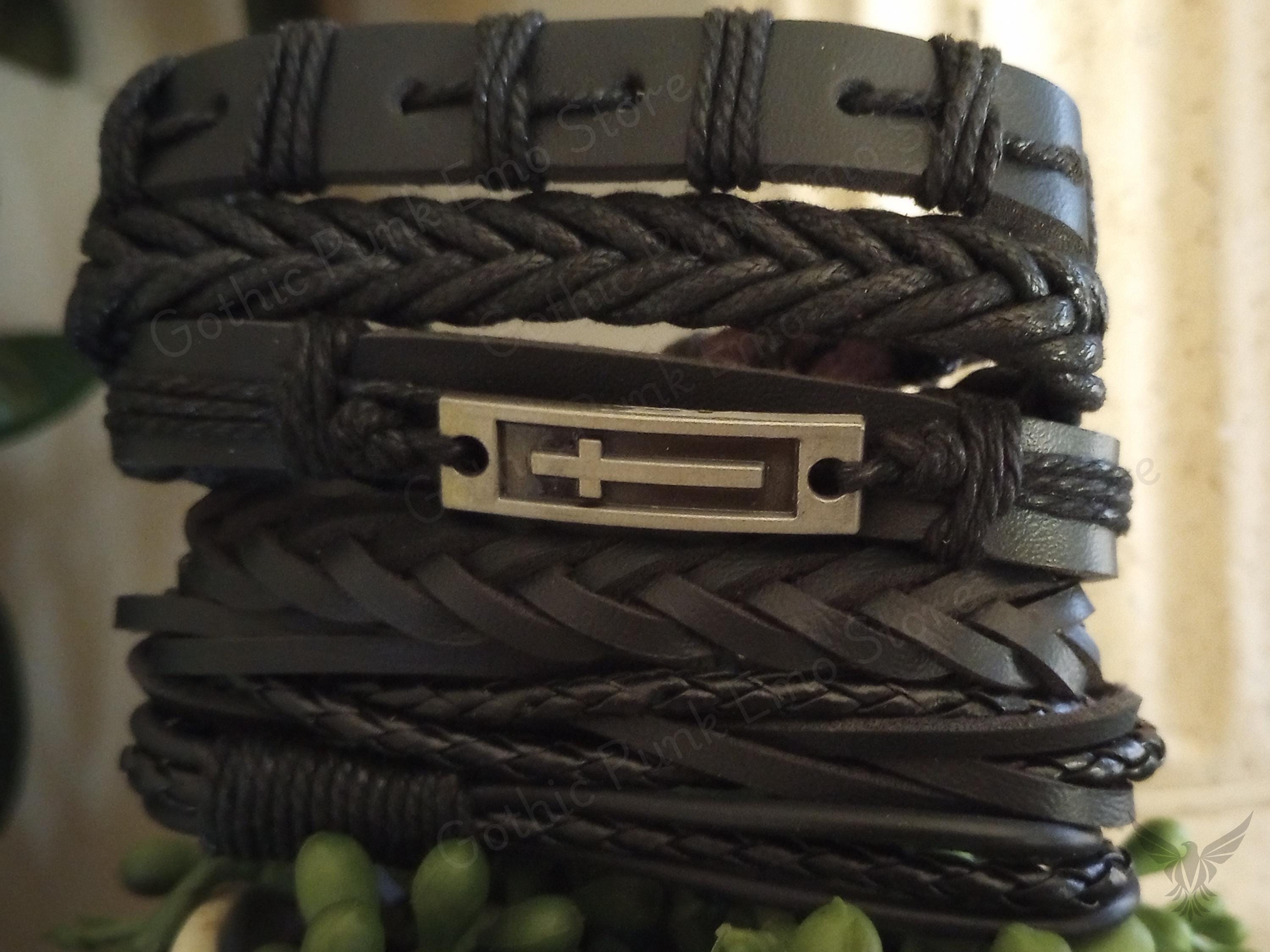 Cross Black Bracelet Set