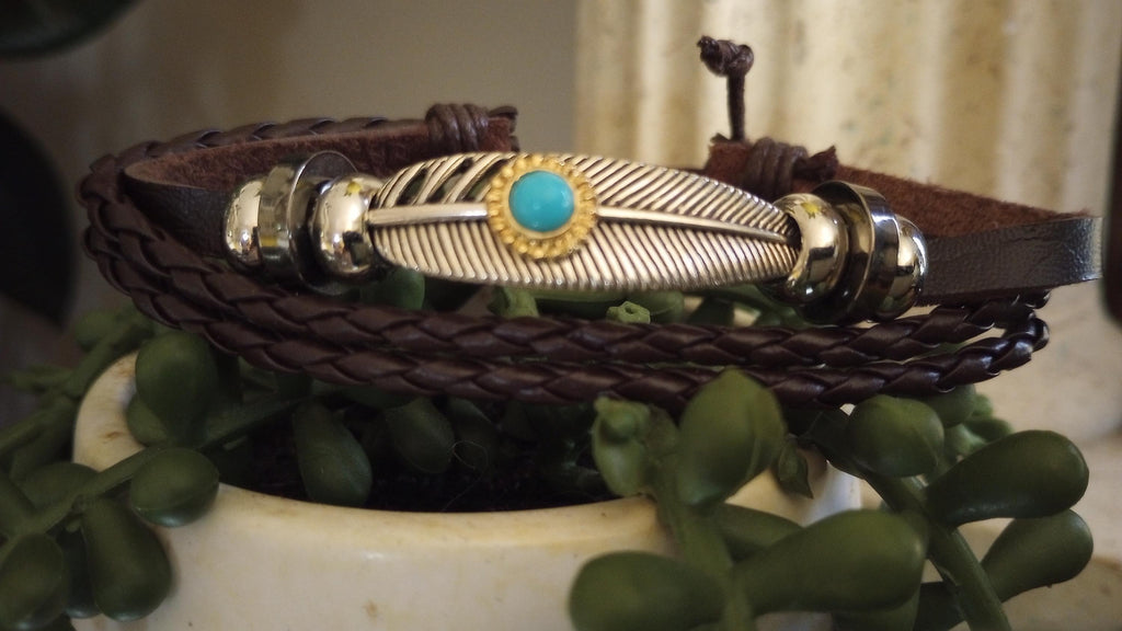 Boho Leather Bracelet Set 3pc