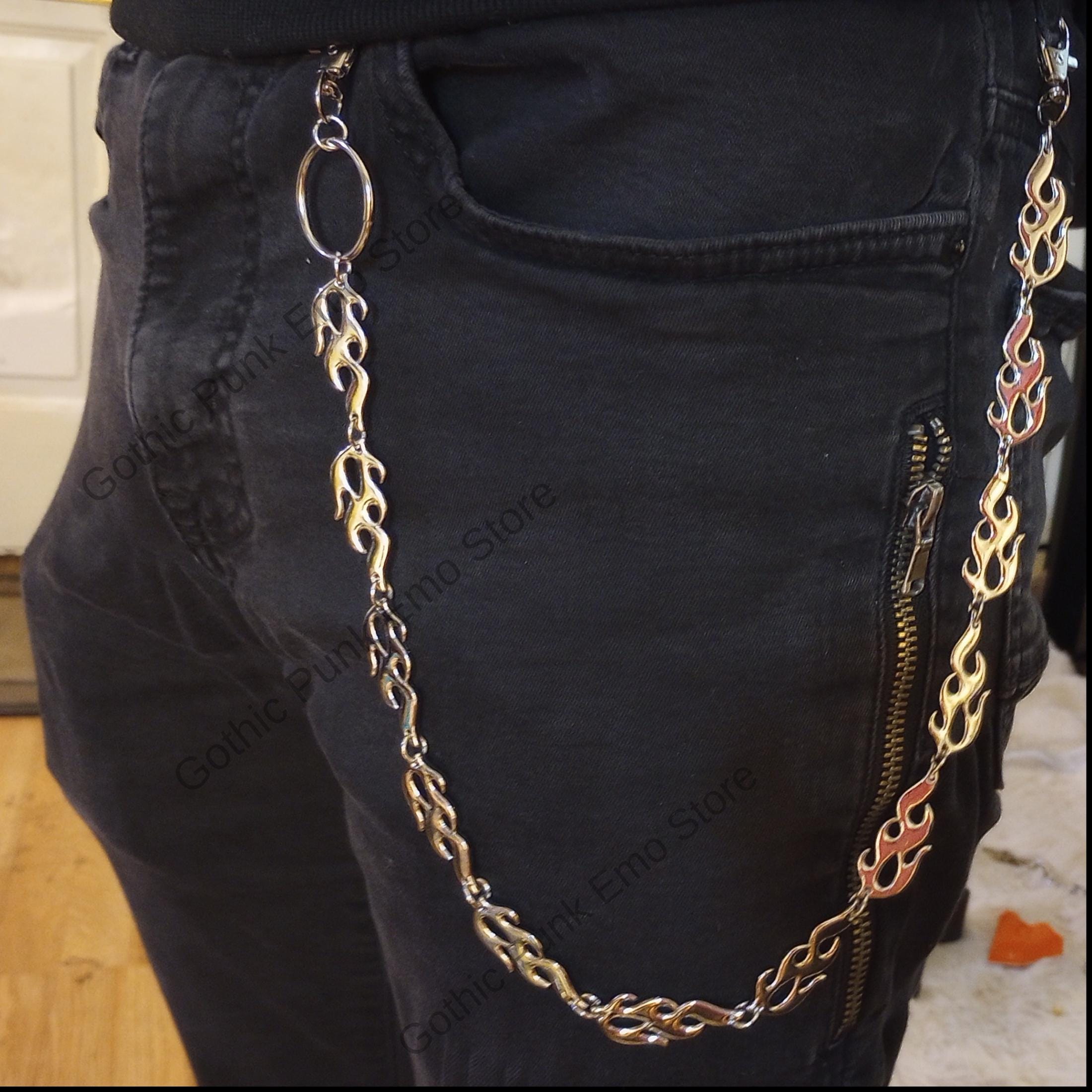 Flame Fire Pants Chain
