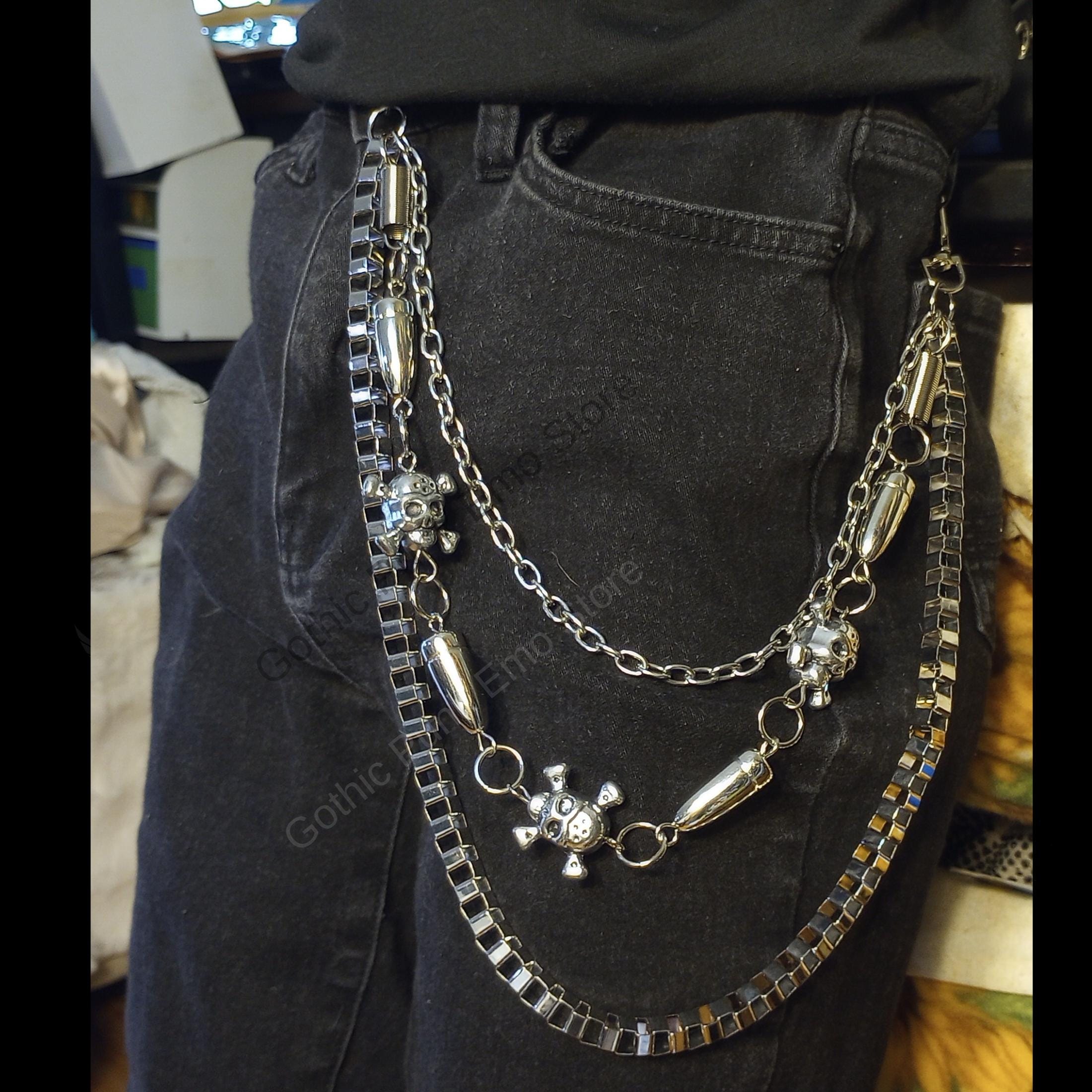 Spiked Bullet Skull Chain