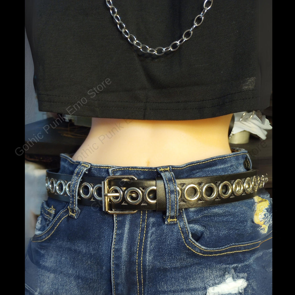 Grommet Black Long Belt