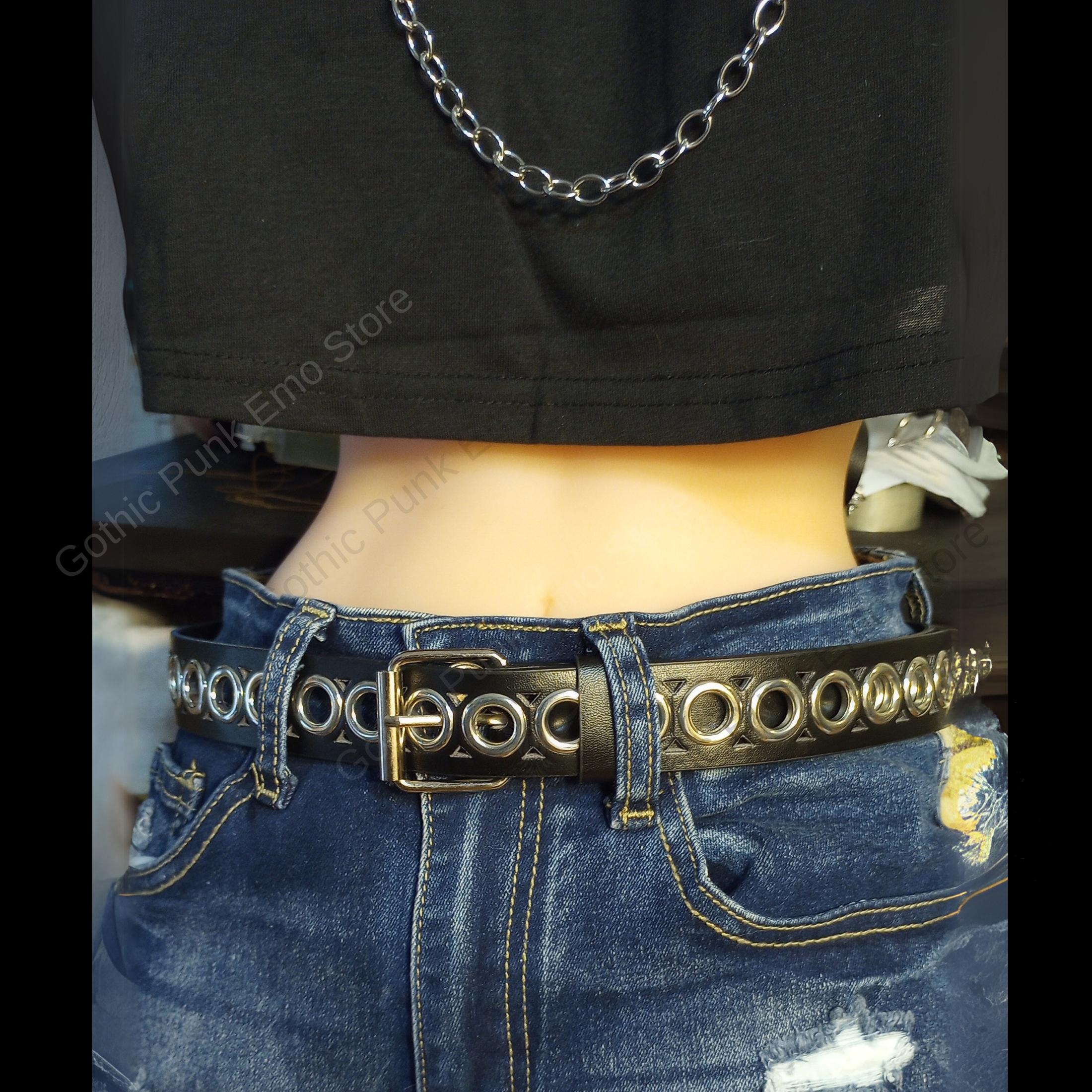 Grommet Black Long Belt