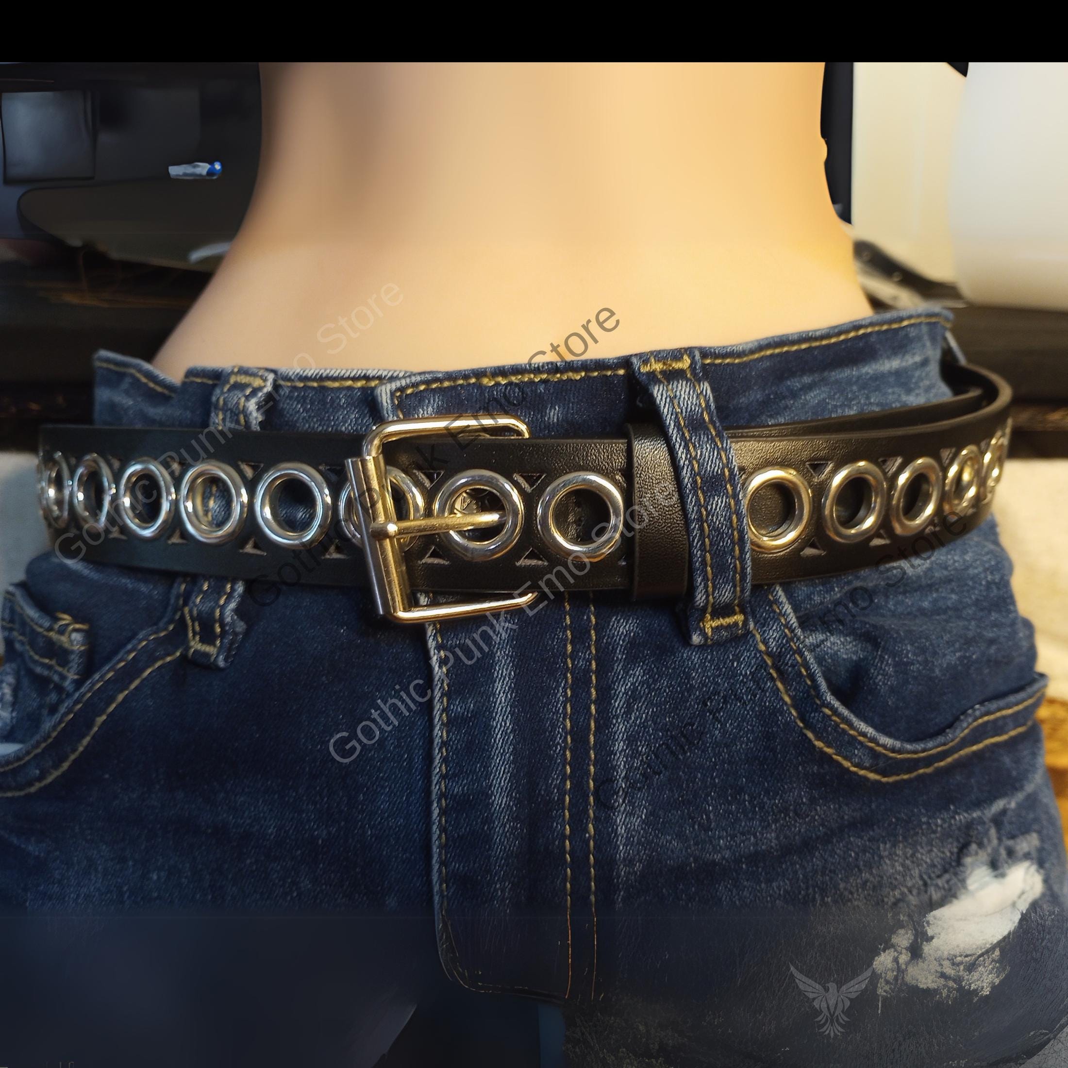 Grommet Black Long Belt