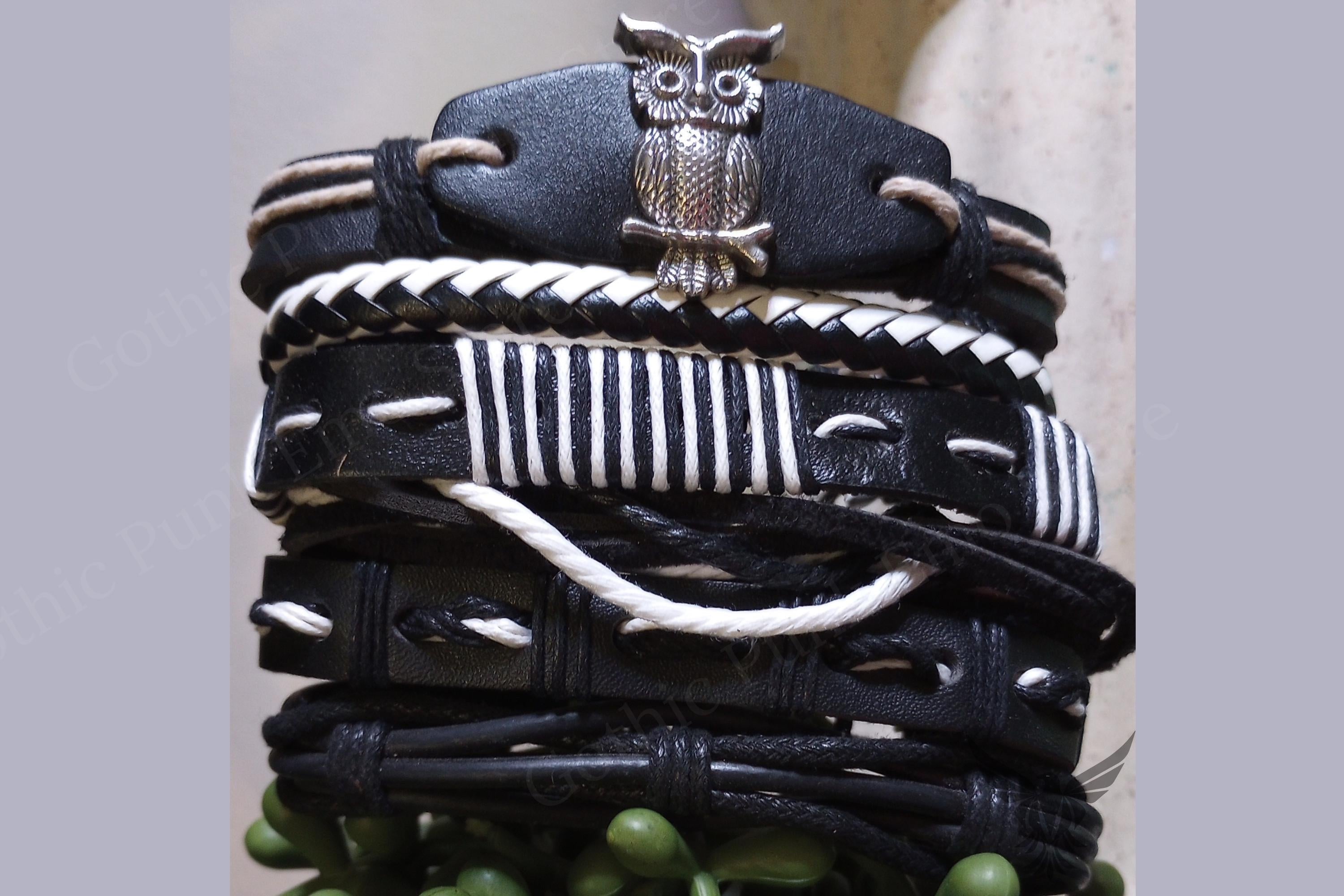 6PC Faux Leather Bracelet Set