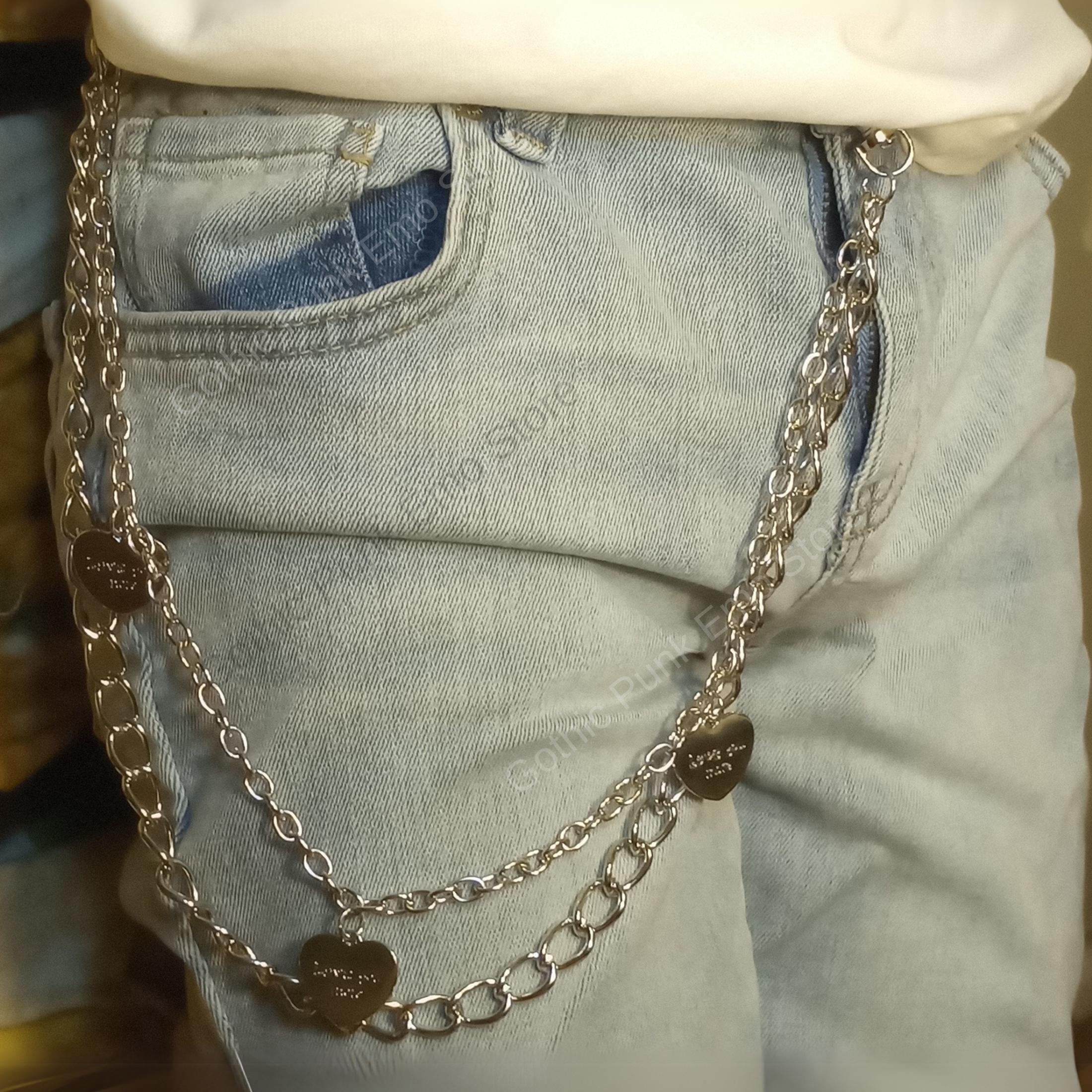 Layered Heart Charm Pants Chain