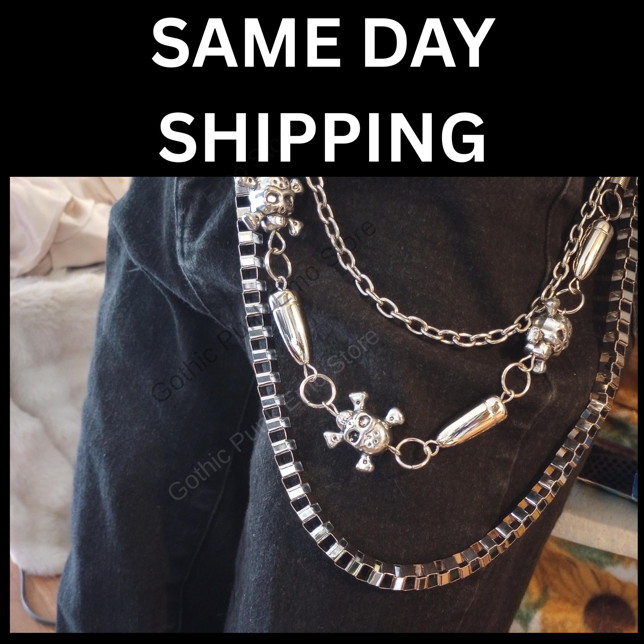 Spiked Bullet Skull Chain