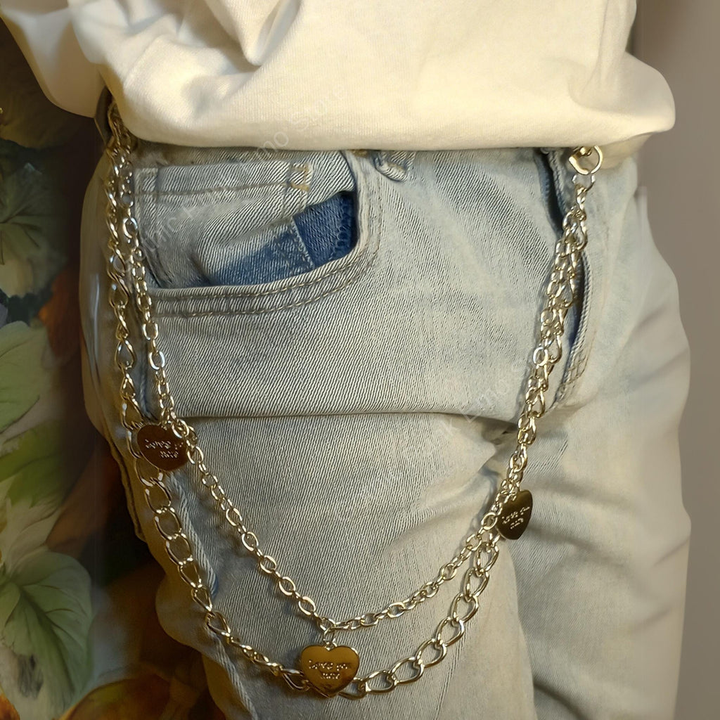 Layered Heart Charm Pants Chain