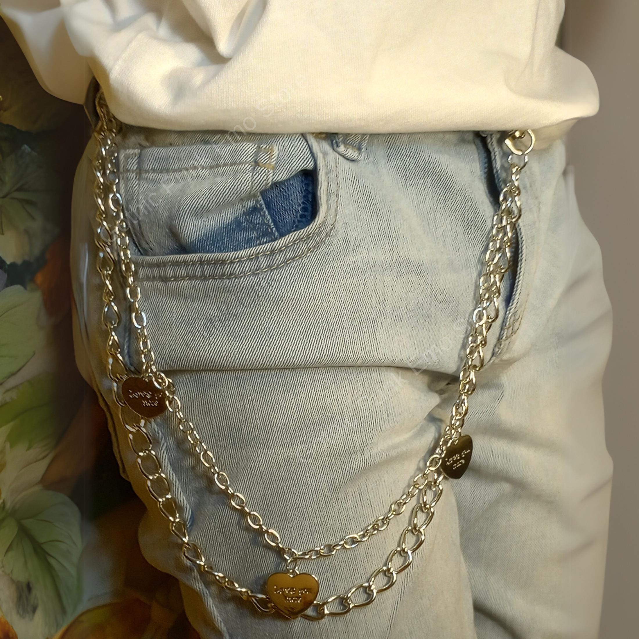 Layered Heart Charm Pants Chain