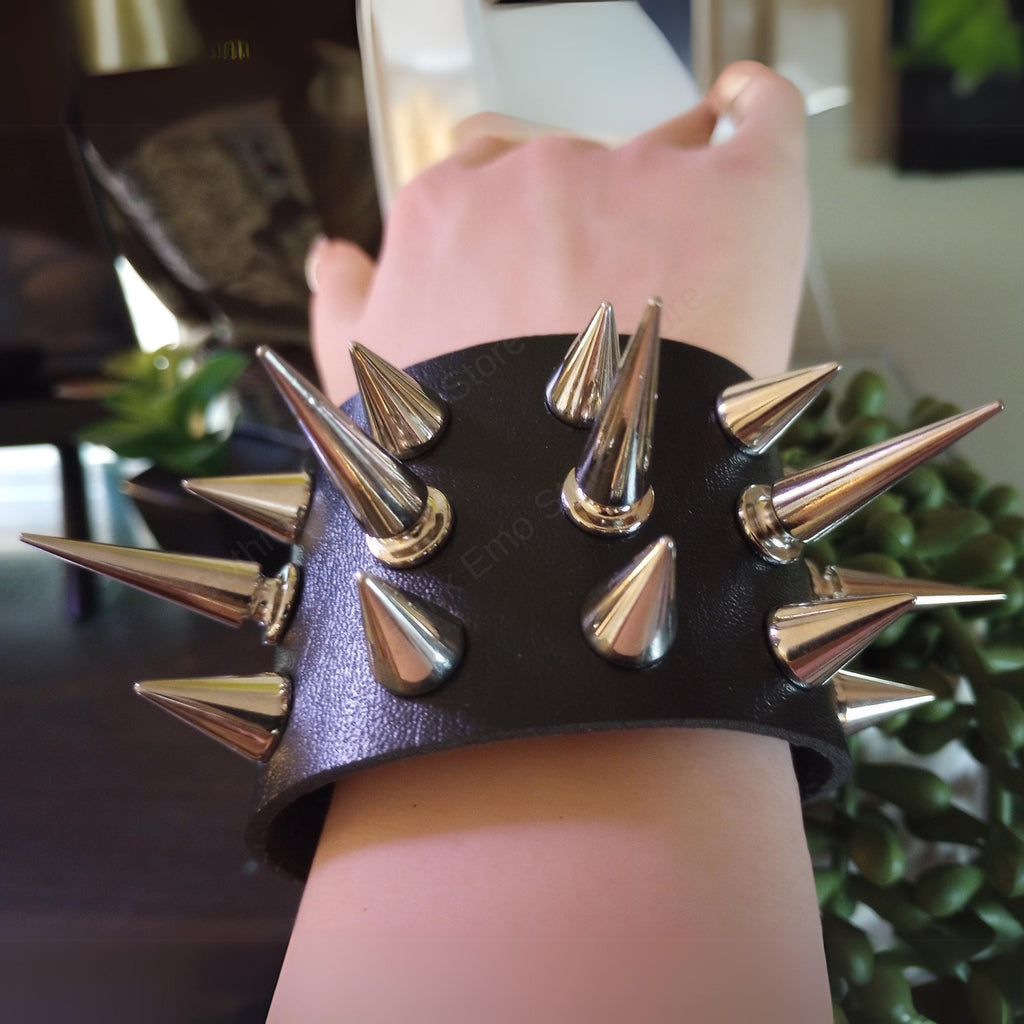 Cone Spiked 3 Row Bracelet