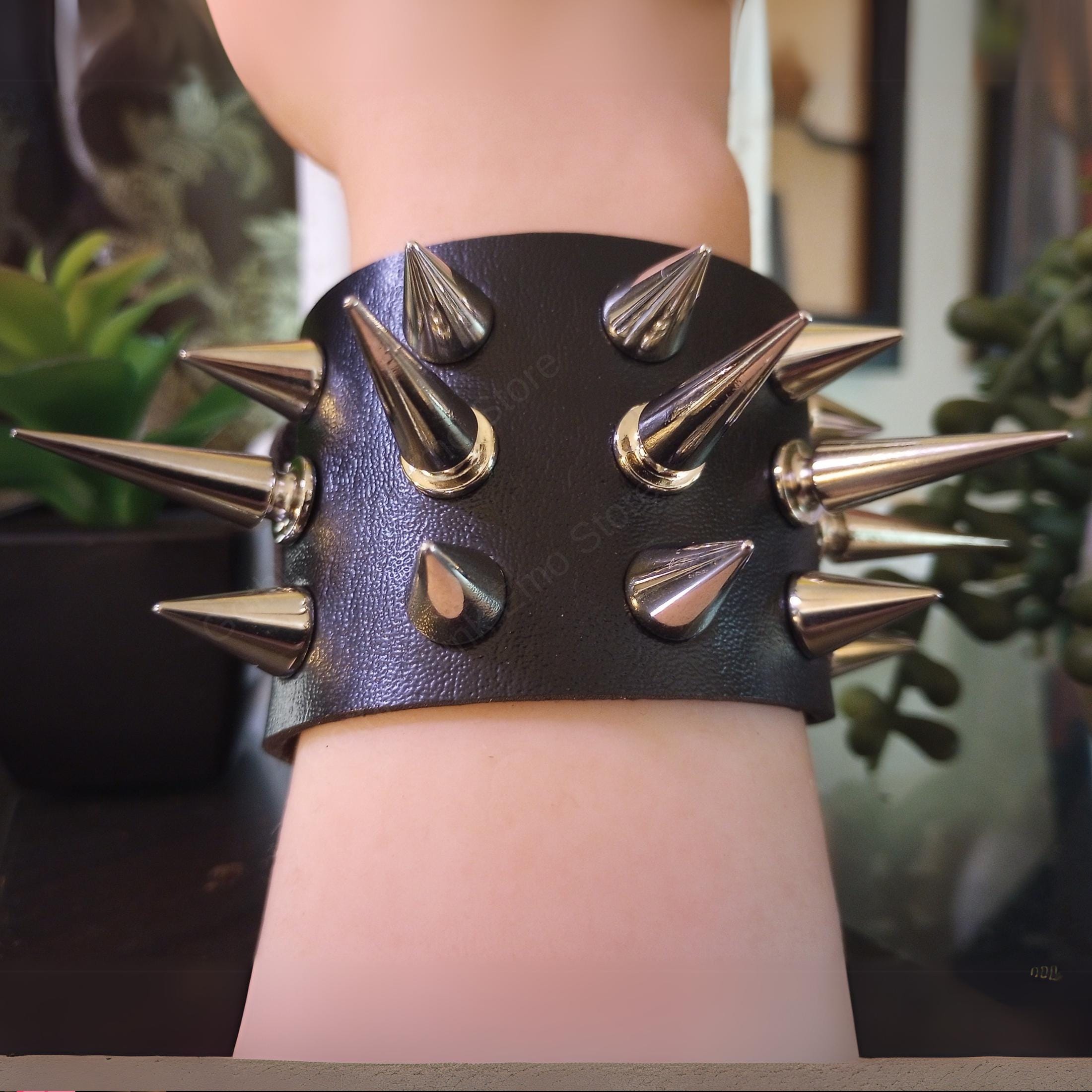 Cone Spiked 3 Row Bracelet