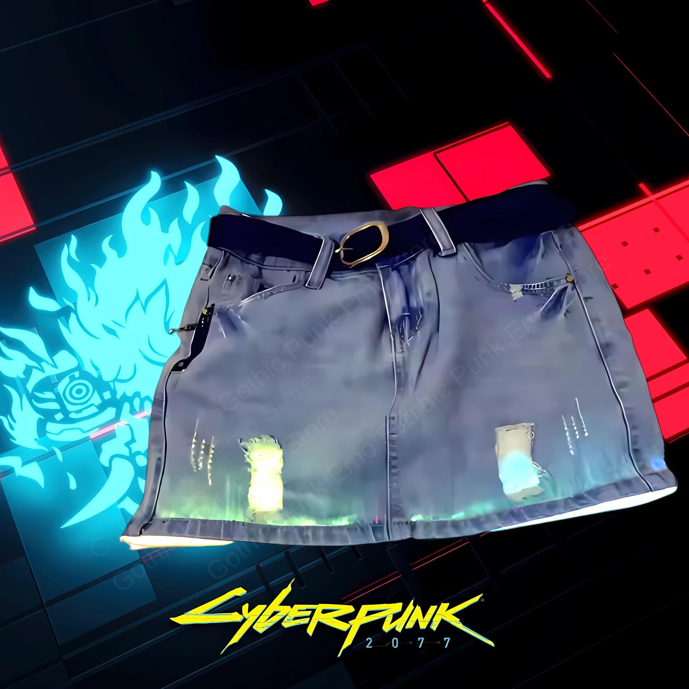 Led Light Blue Jean Mini Skirt